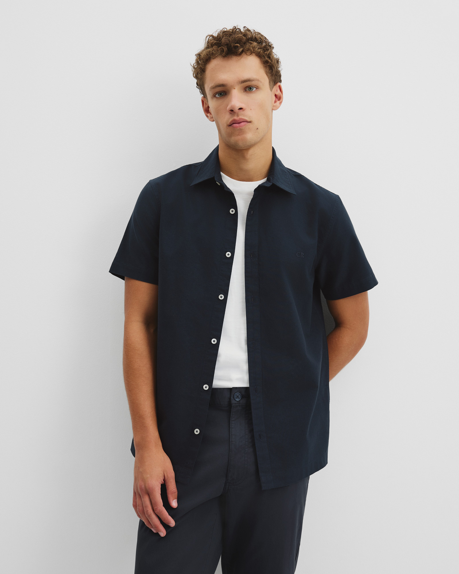 Short Sleeve Relaxed Good Earth Cotton Oxford Shirt