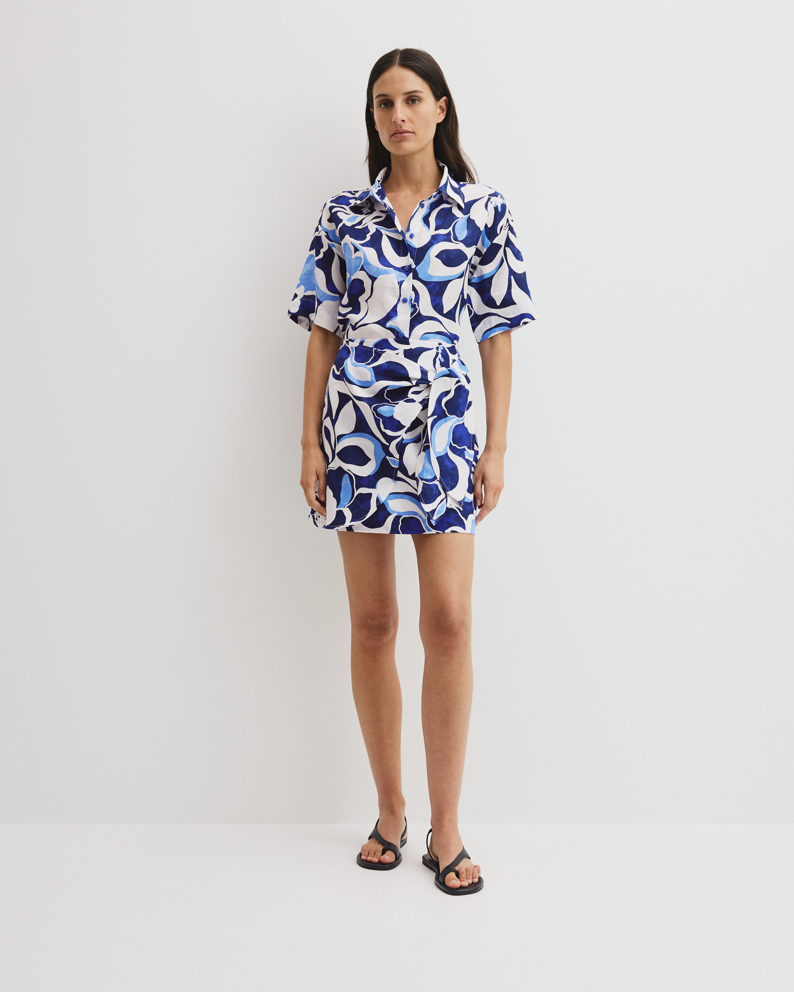 Print Mini Linen Skirt