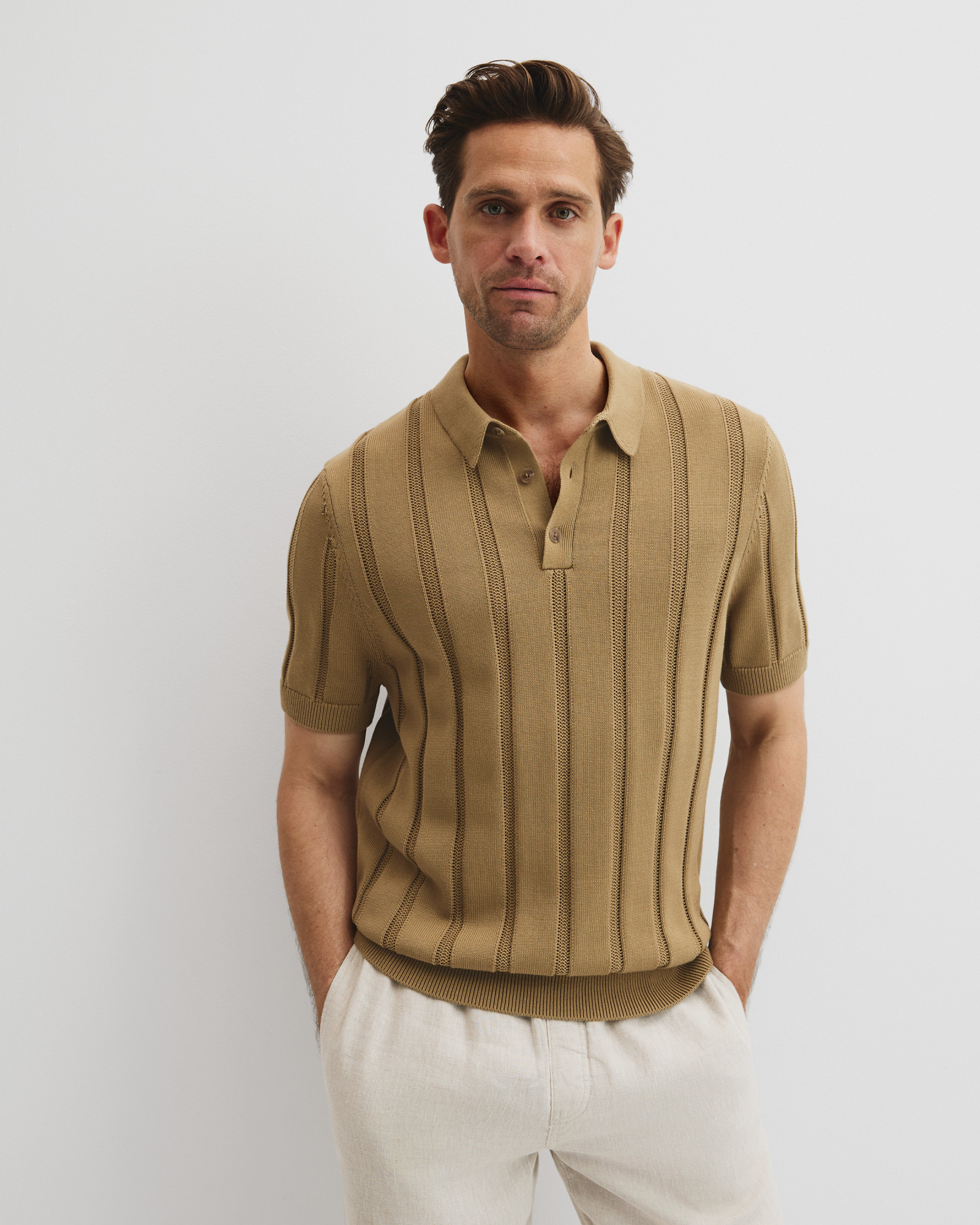 Australian Cotton Stripe Knit Polo