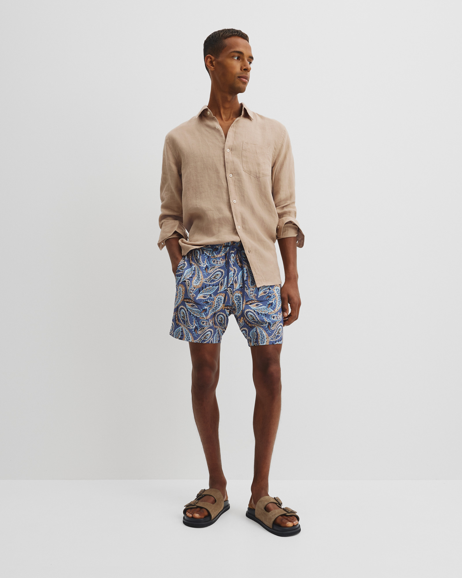Recycled Polyester Paisley Print Swim Short