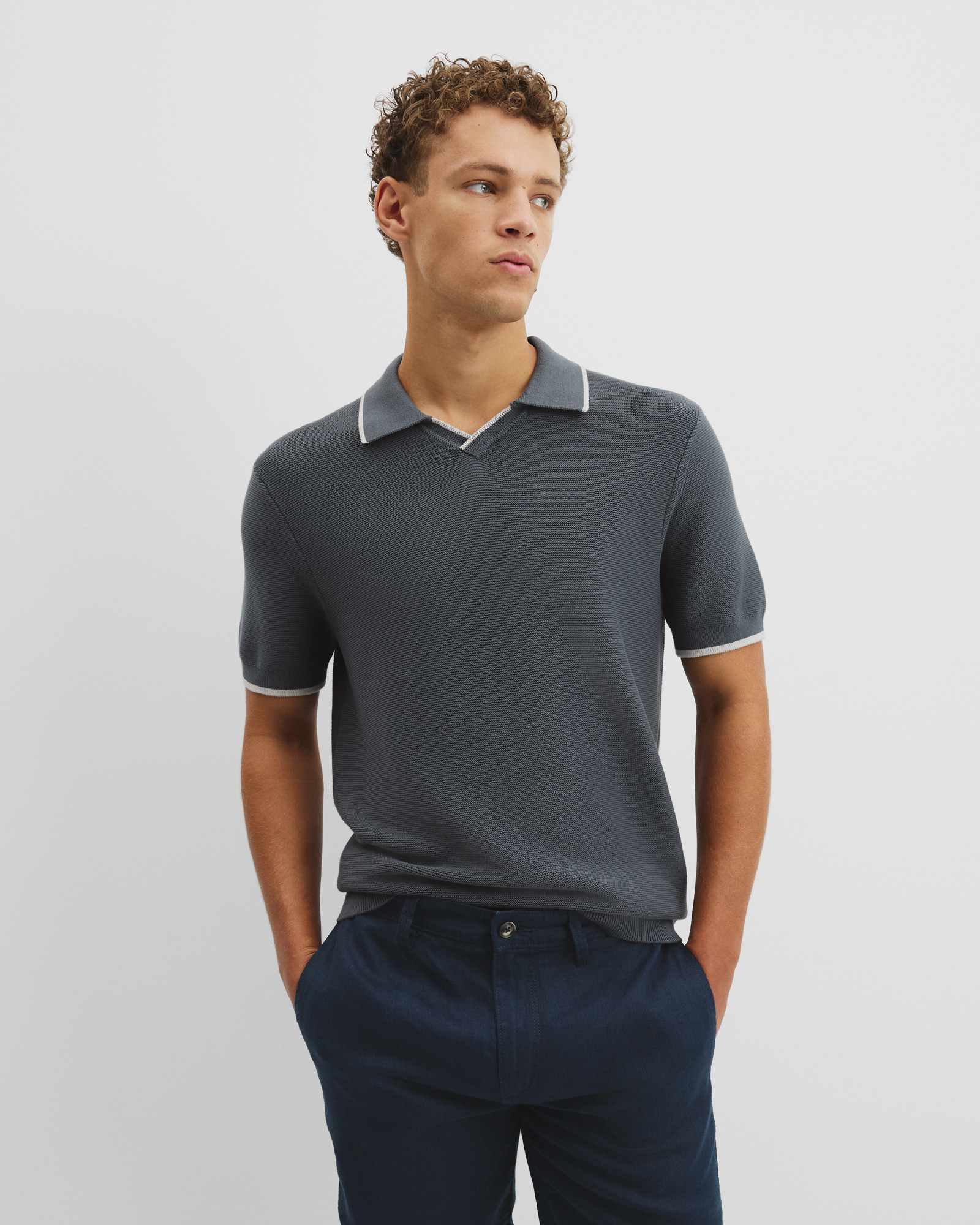 Australian Cotton V-neck Knit Polo