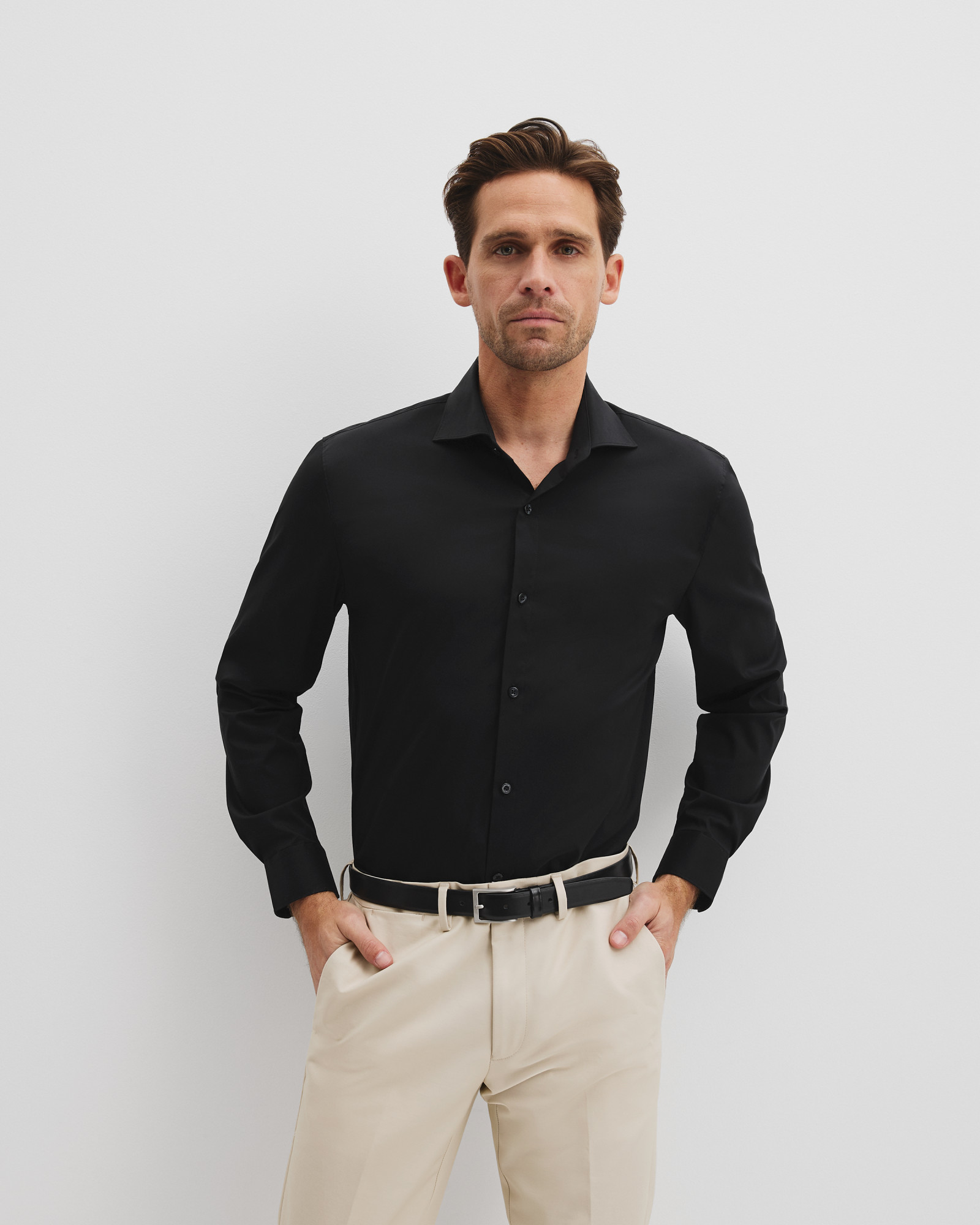 Tailored Fit Cotton Blend Stretch Shirt