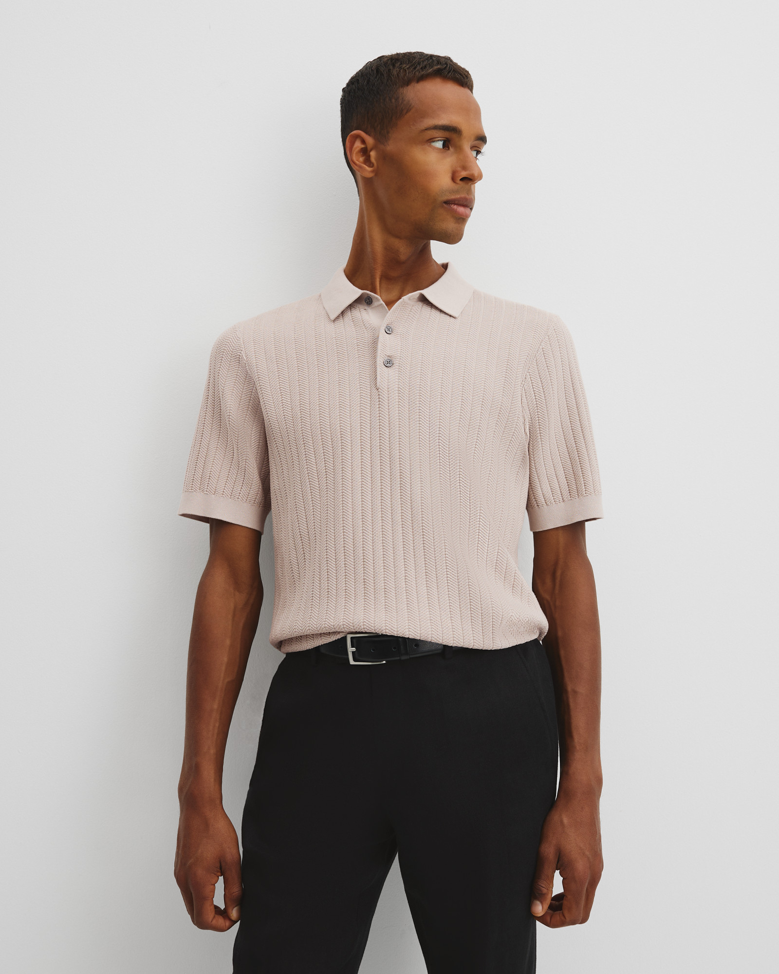 Australian Cotton Herringbone Knit Polo