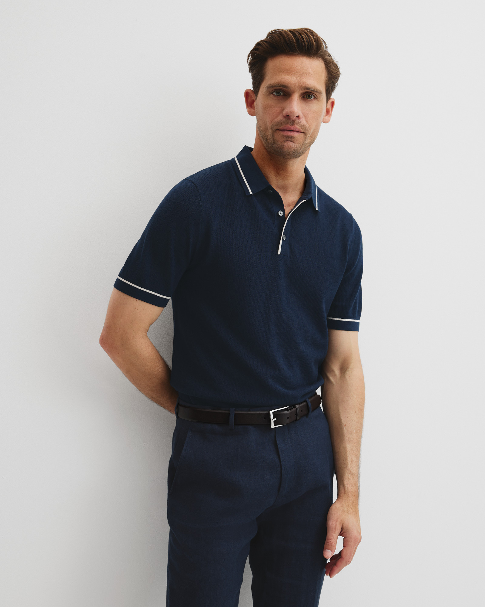 Australian Cotton Blend Silk Tipped Knit Polo