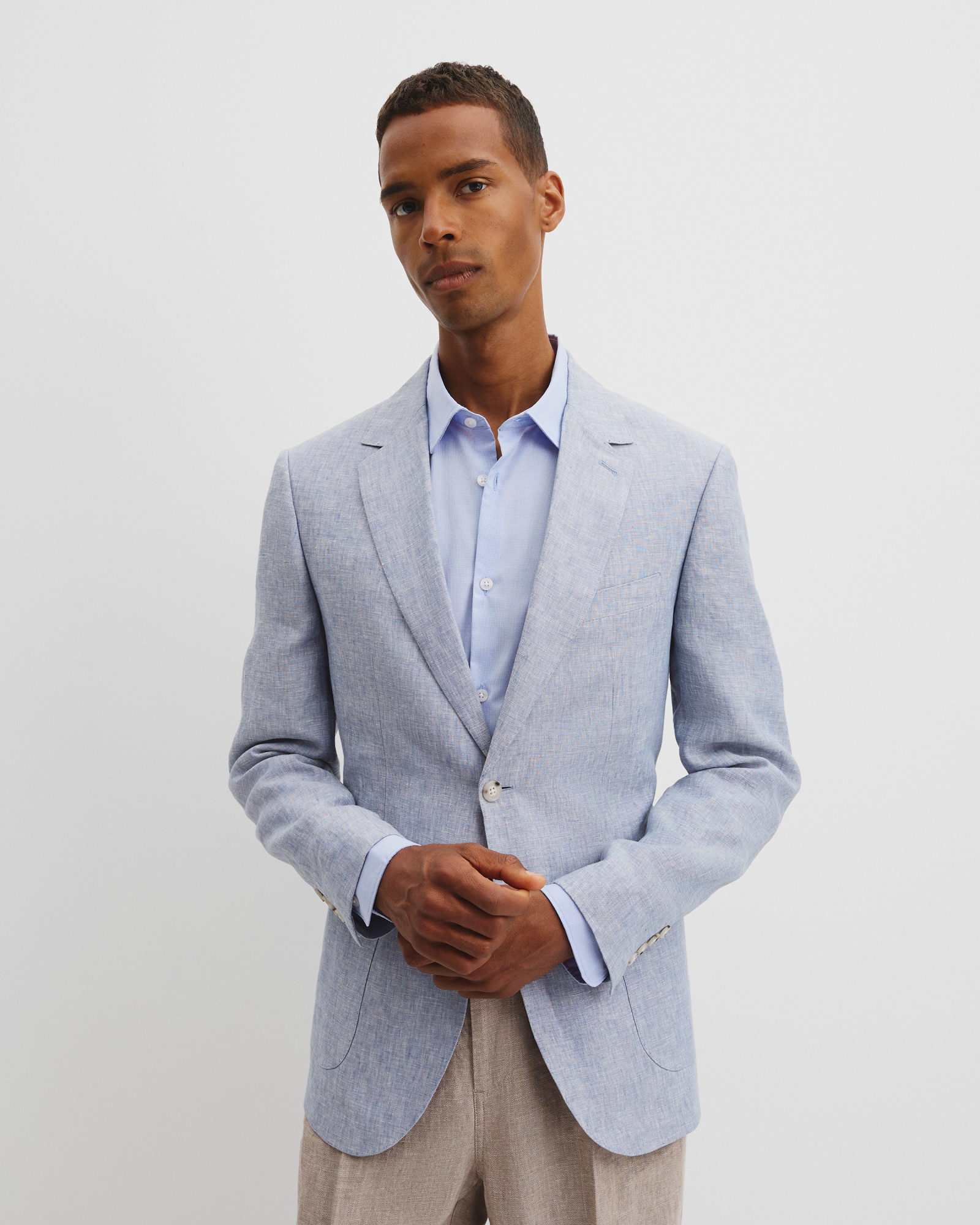 Regular Fit Linen Chambray Jacket