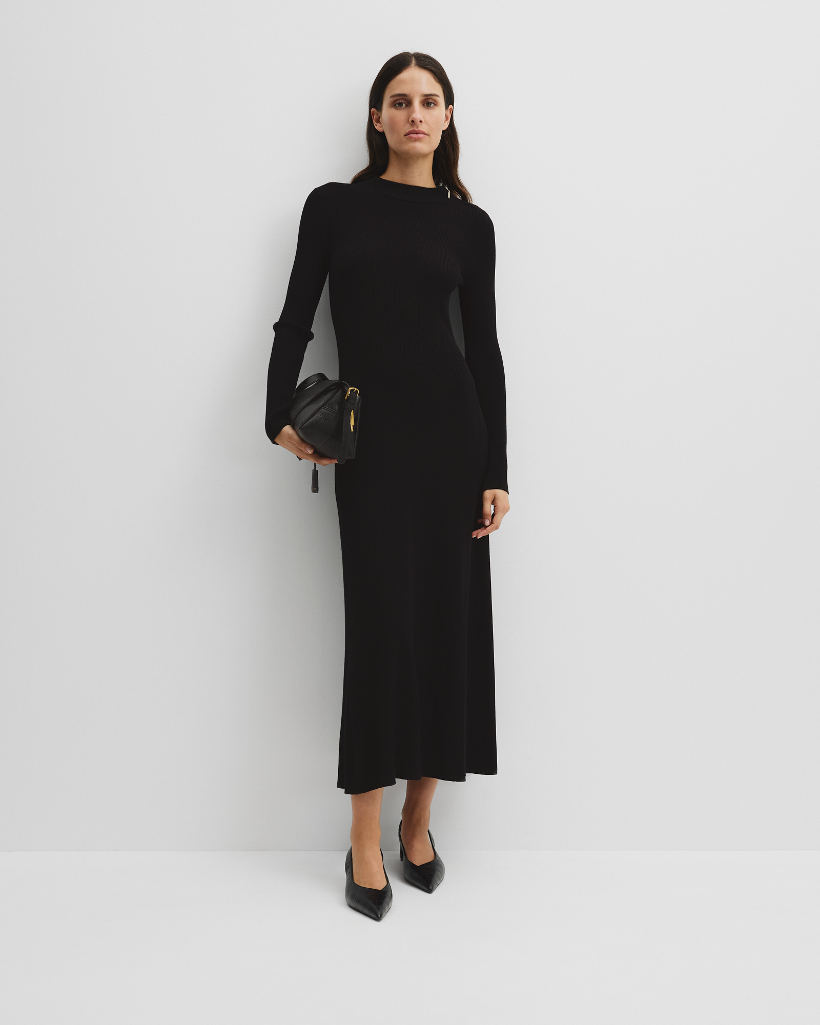 Rib Zip Neck Knit Dress