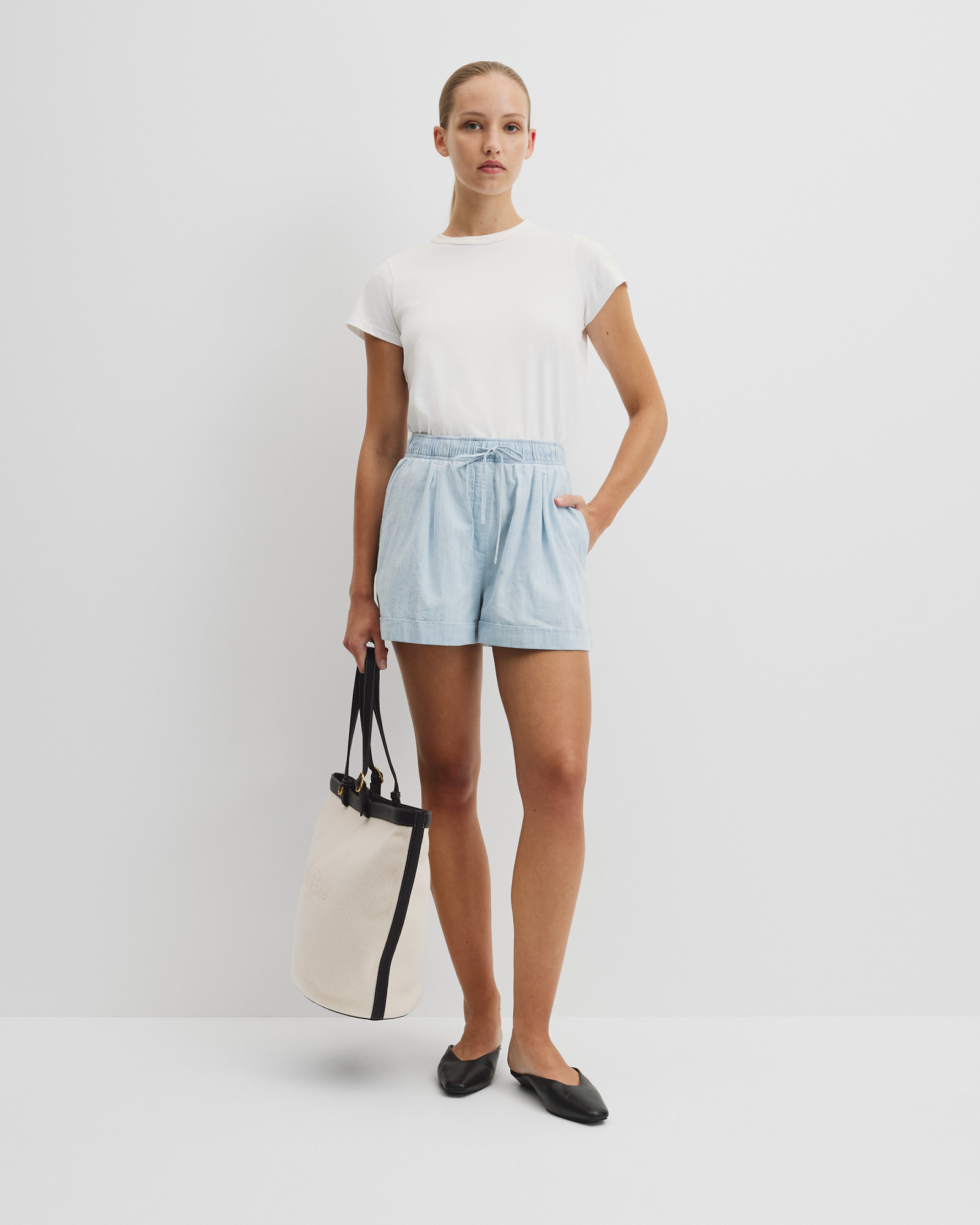 Cuff Chambray Short