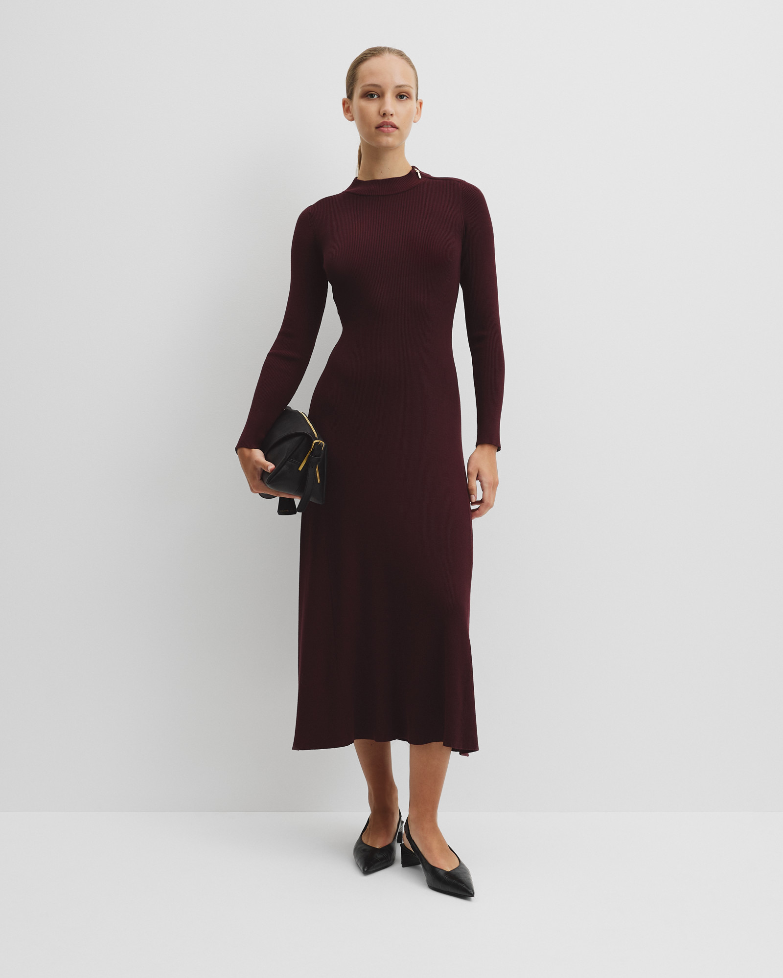 Rib Zip Neck Knit Dress