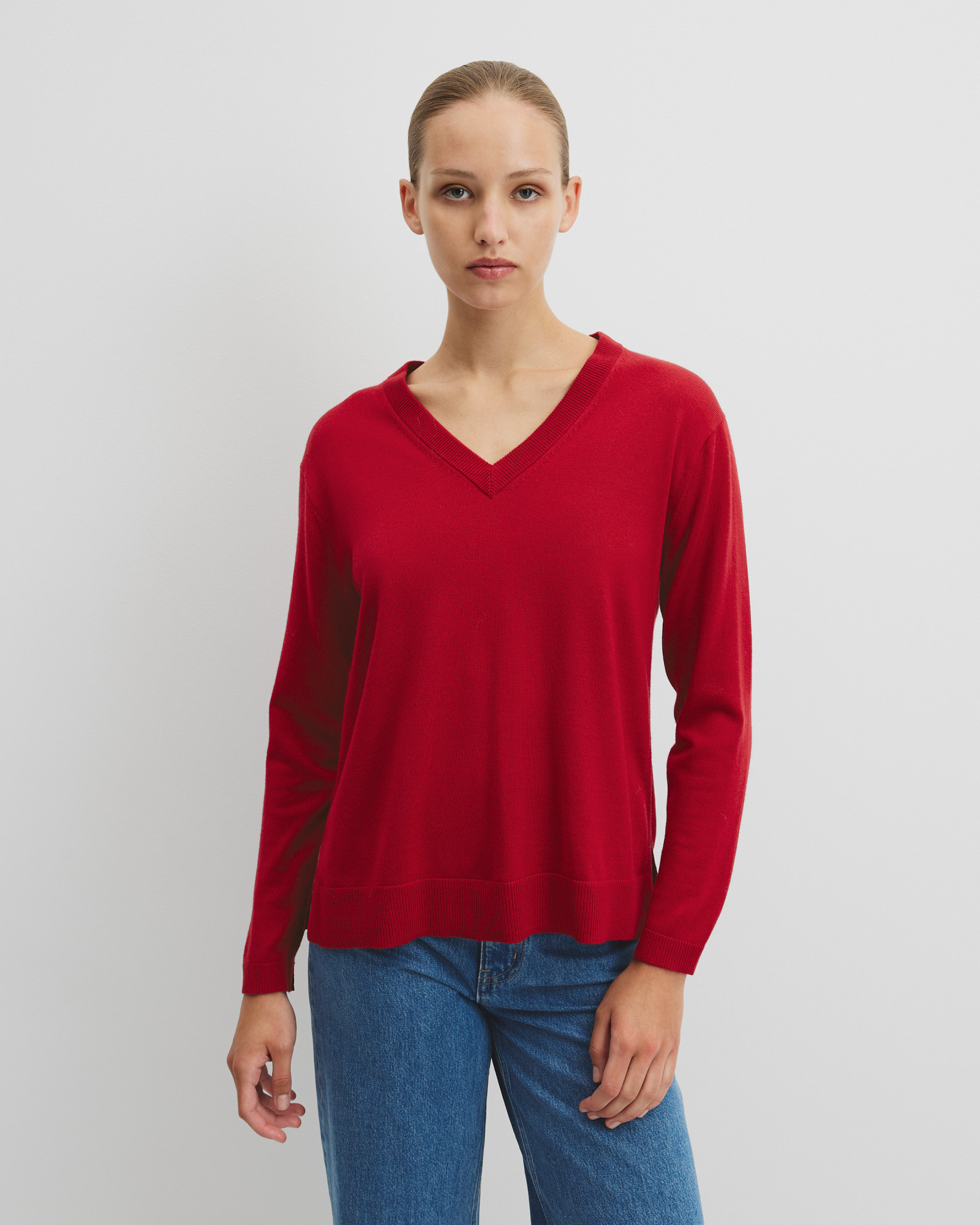 Lightweight Merino Wool V-neck Knit