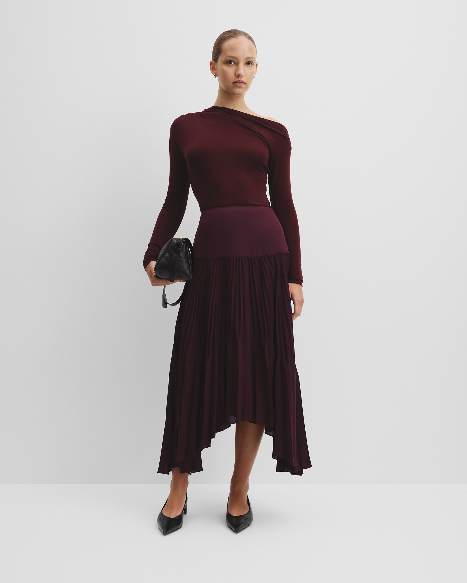Plisse Midi Skirt