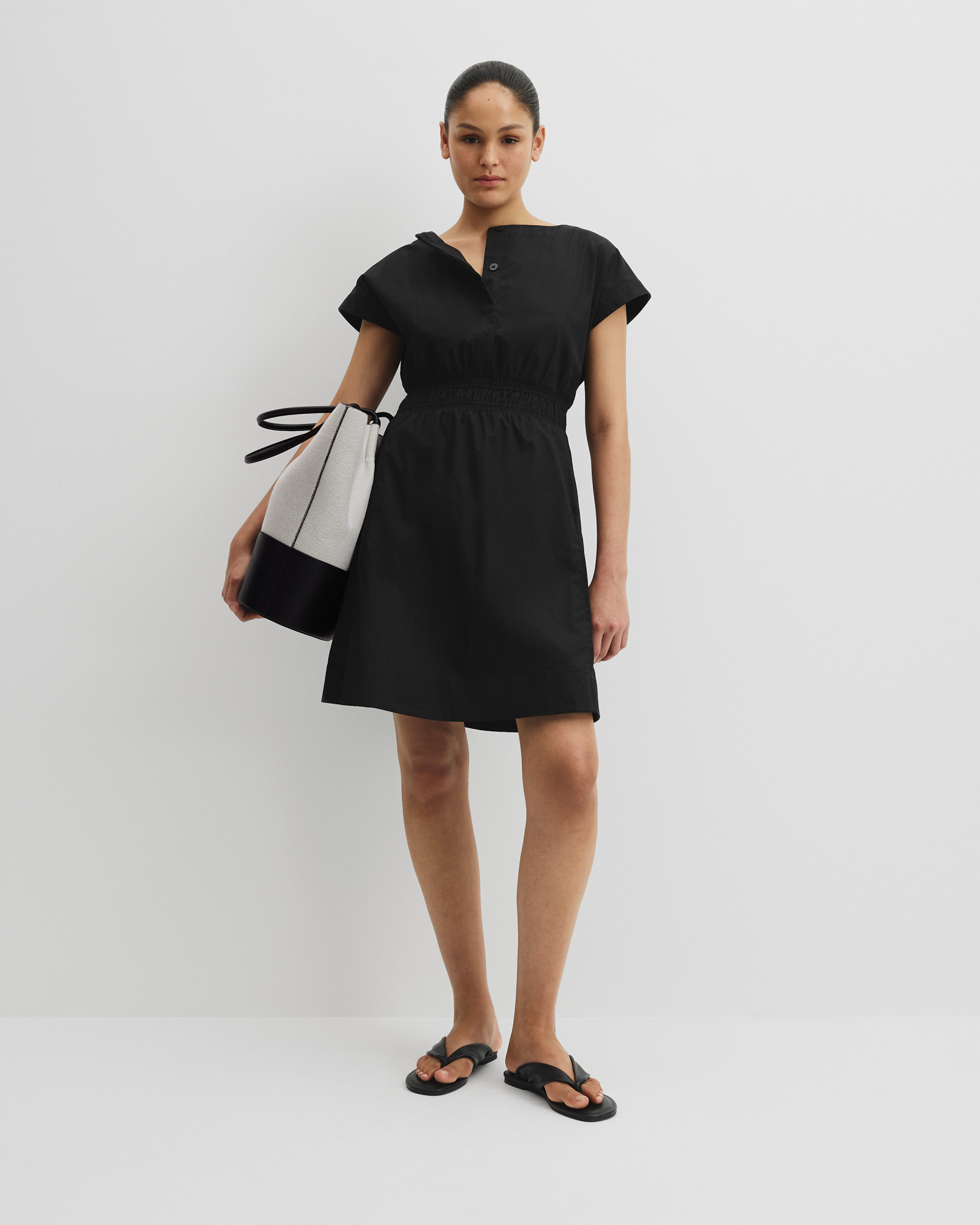 Australian Cotton Shirred Waist Mini Dress