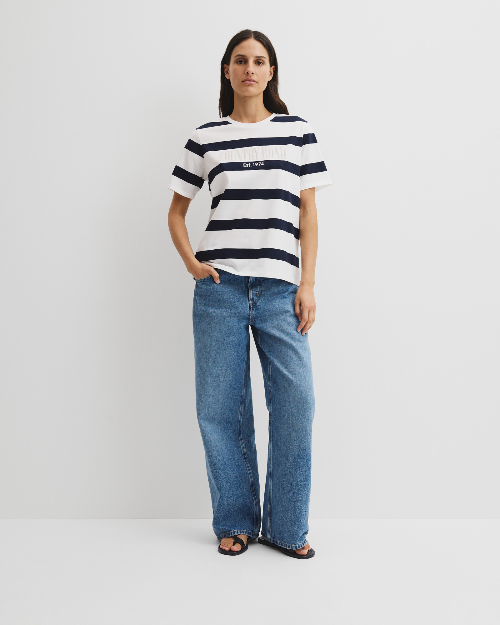 Australian Cotton Stripe Heritage Embroidered T-shirt