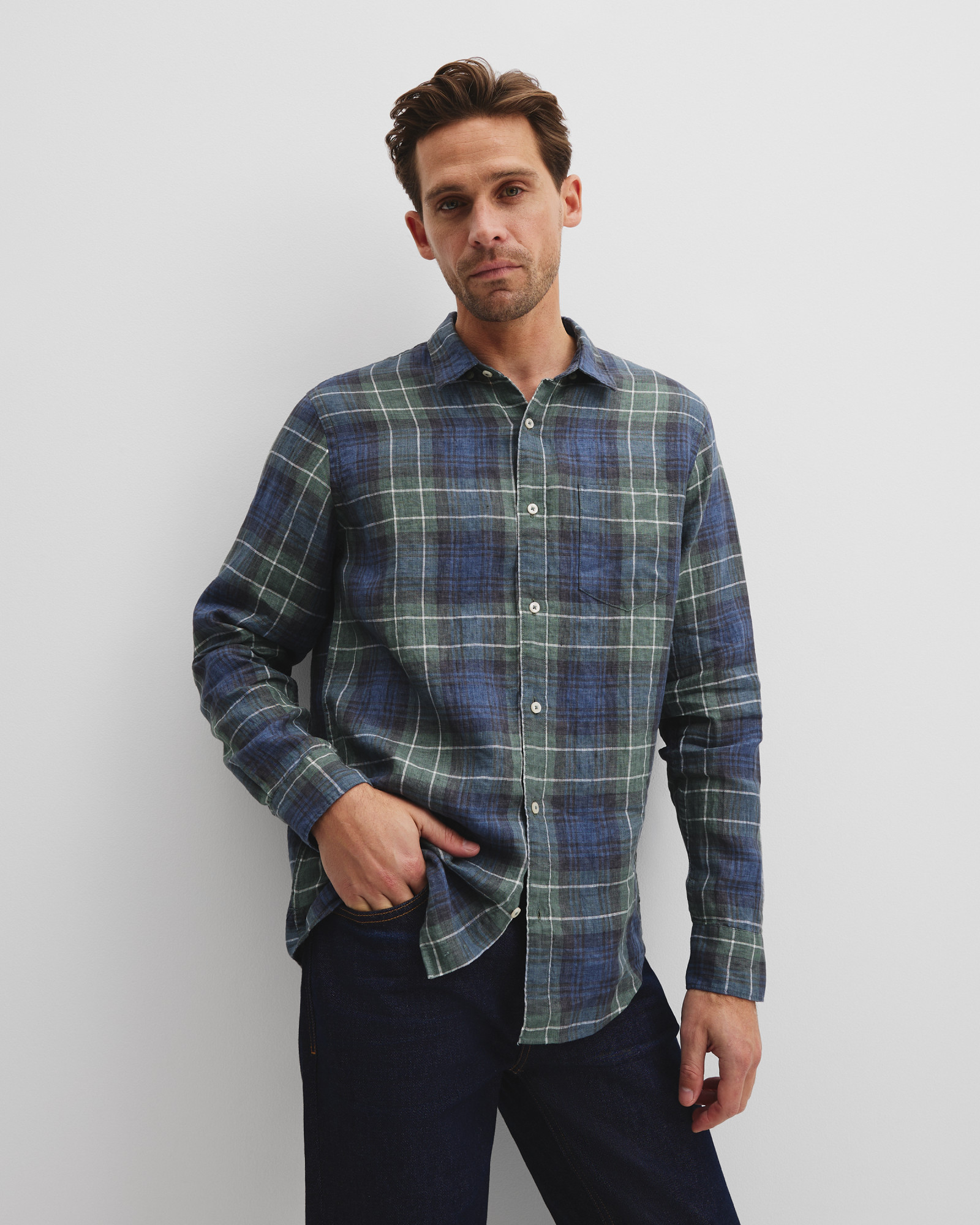 Regular Fit Linen Checked Shirt