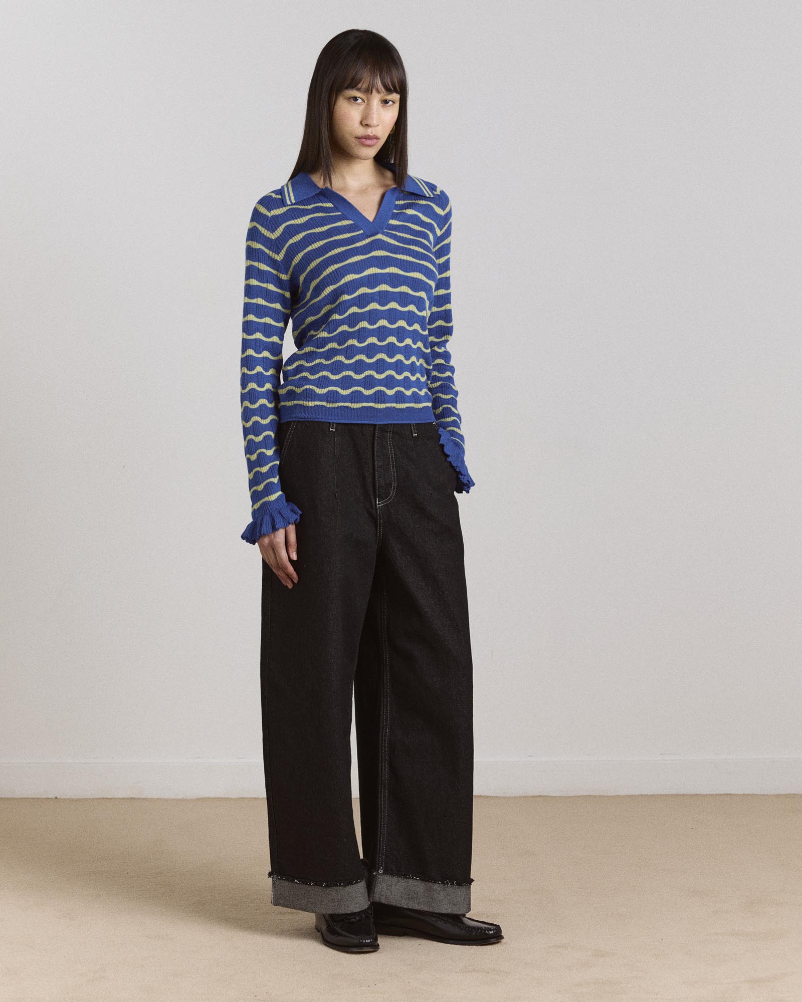Silvia Cotton Merino Blend Polo Jumper