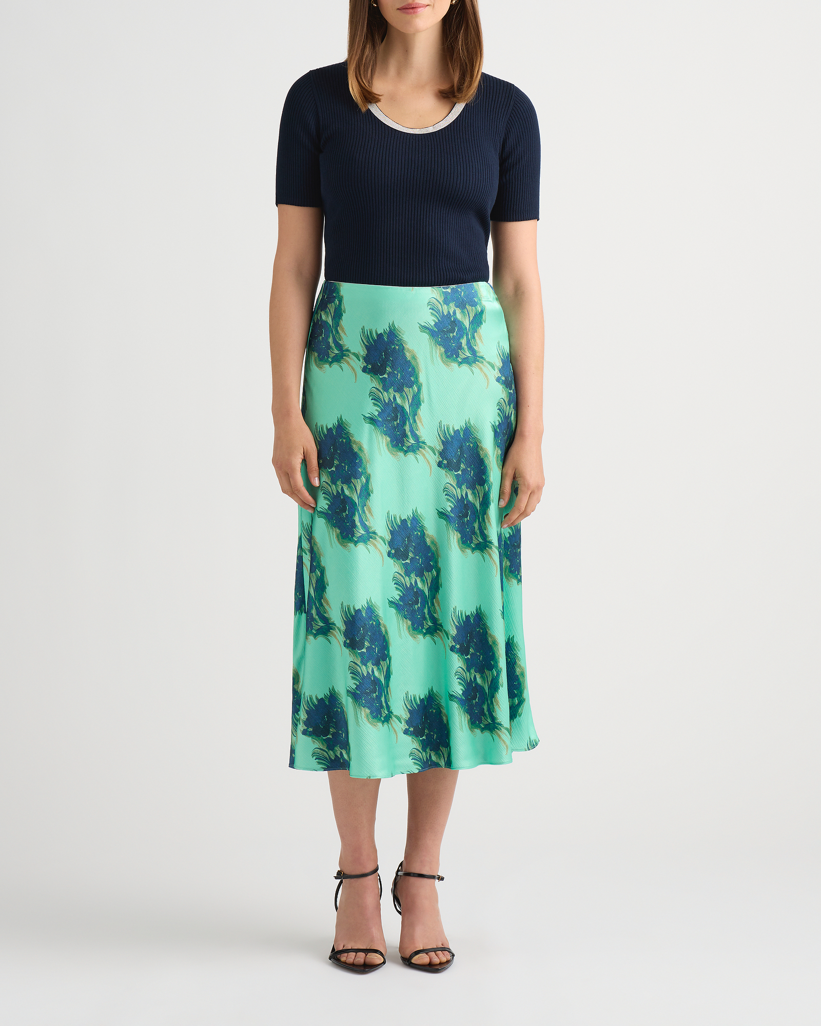 Cara Satin Midi Skirt