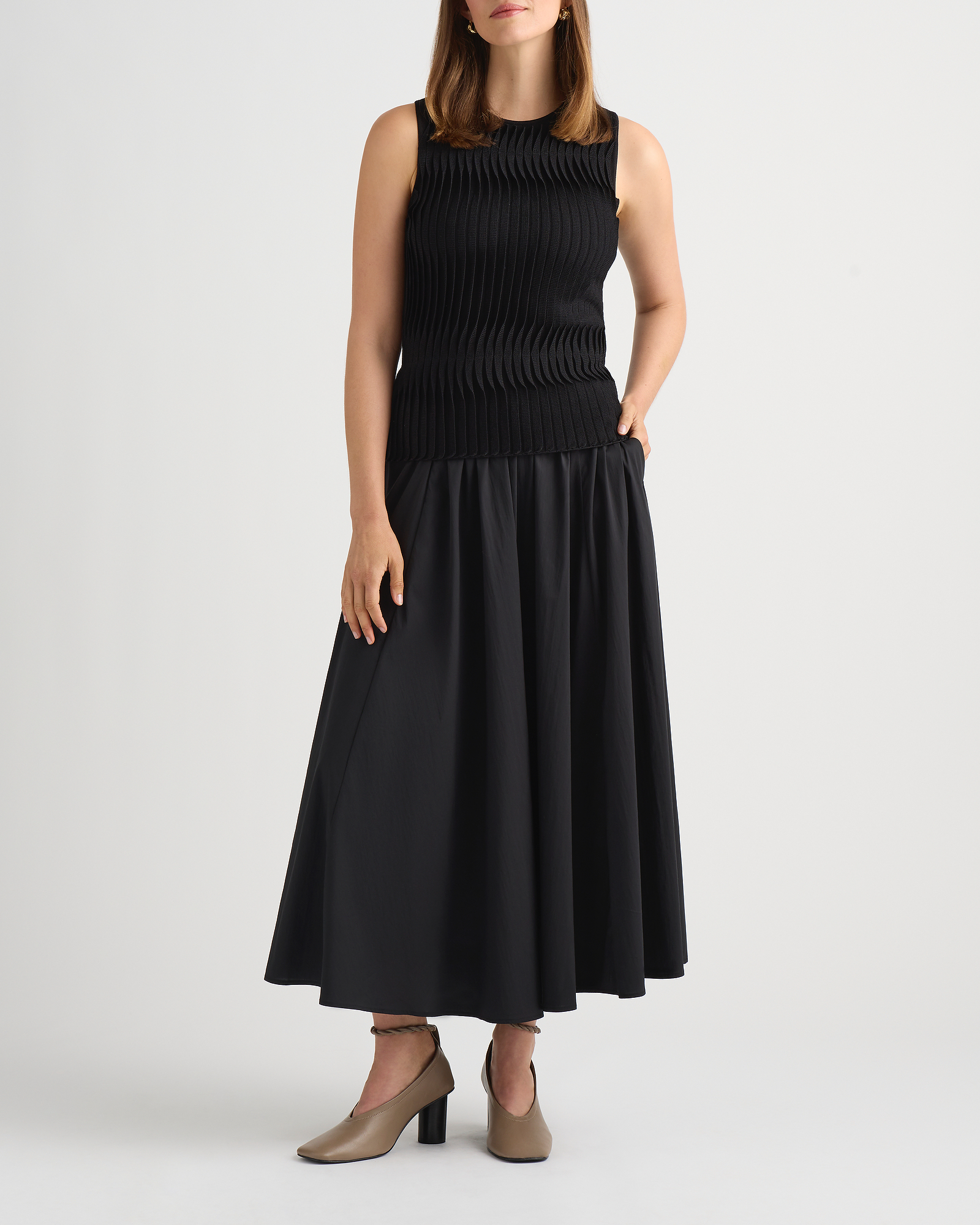 Pip Pleat Front Knit Top