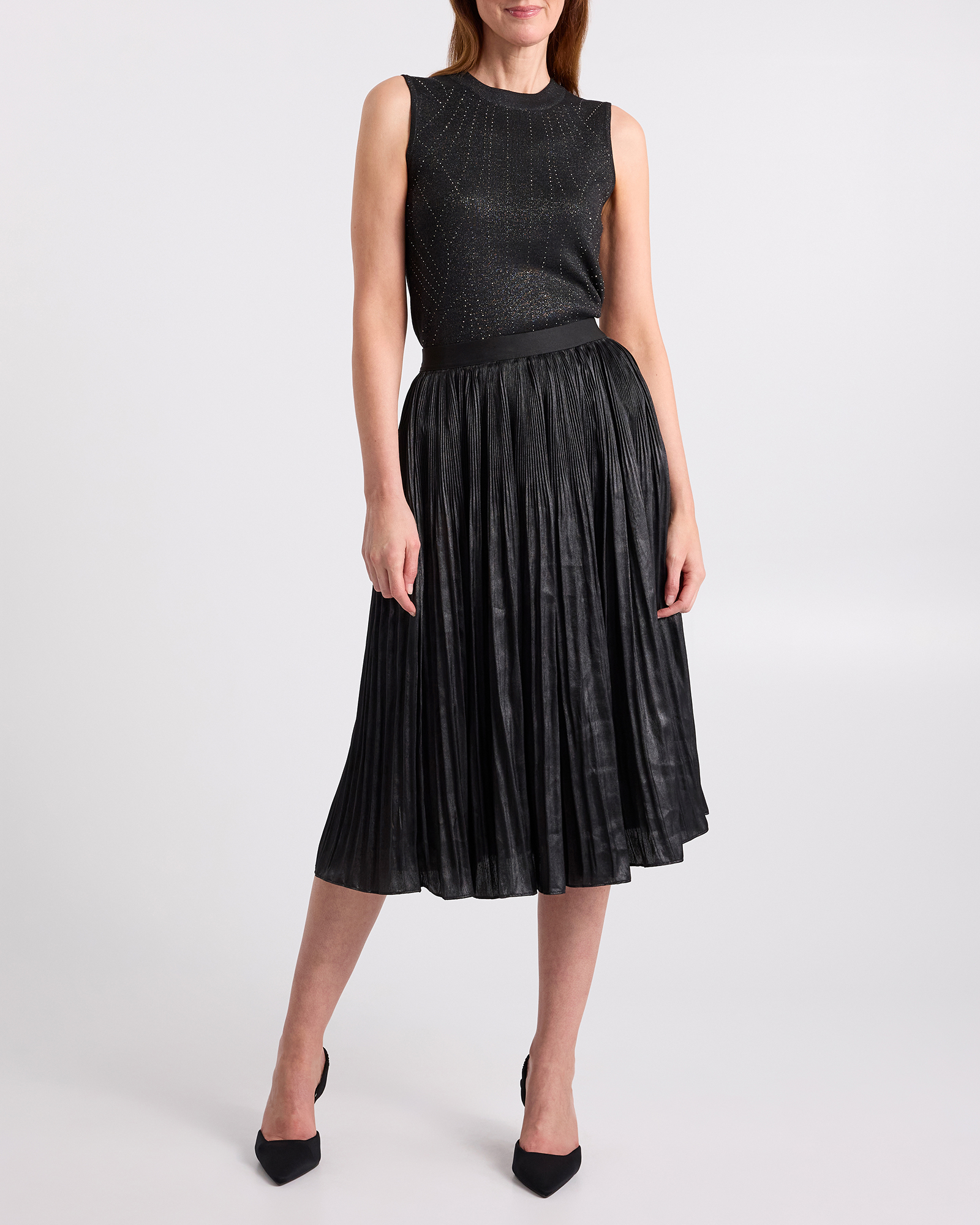 Rumi Metallic Pleat Skirt