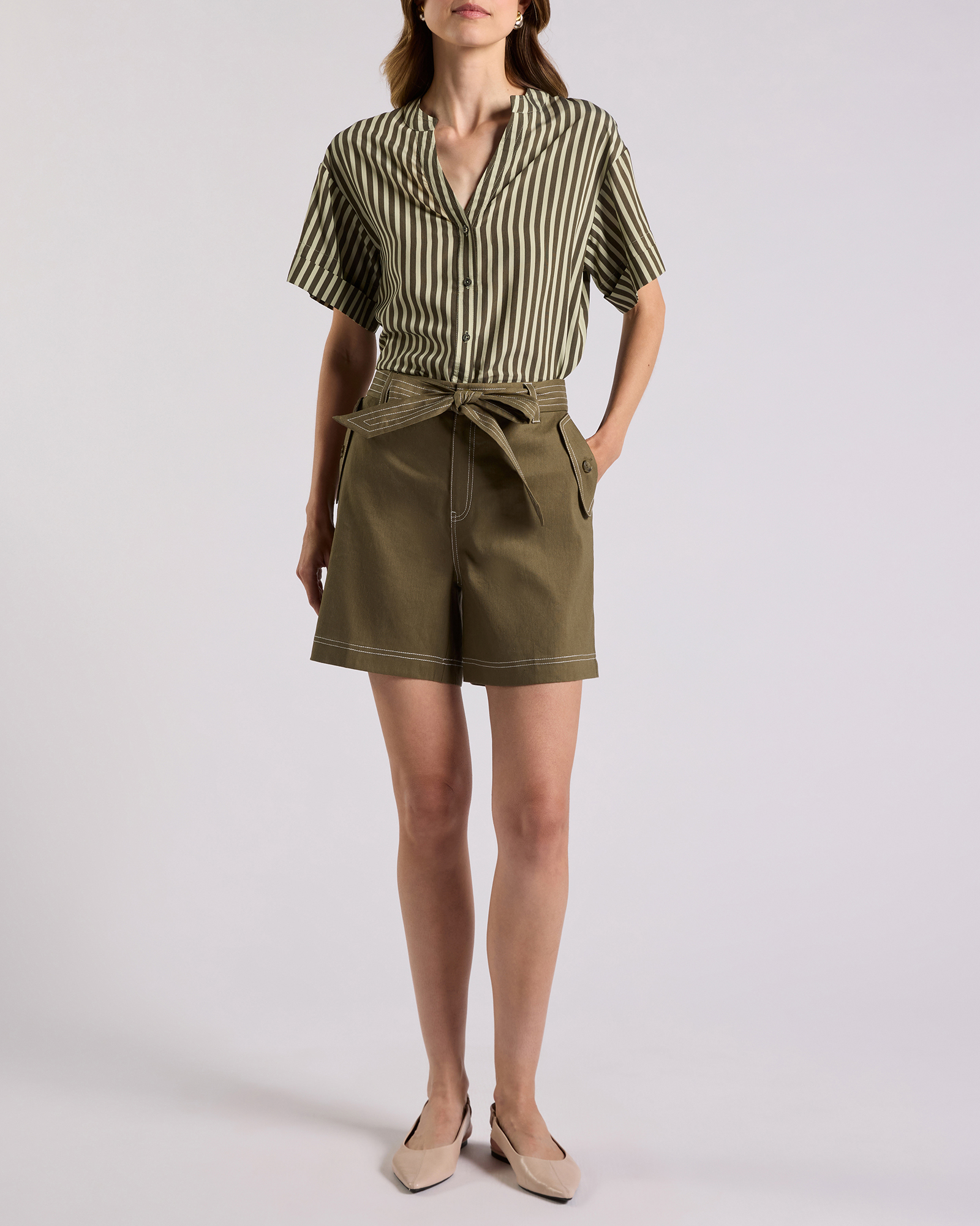 Cabello Stretch Linen Shorts