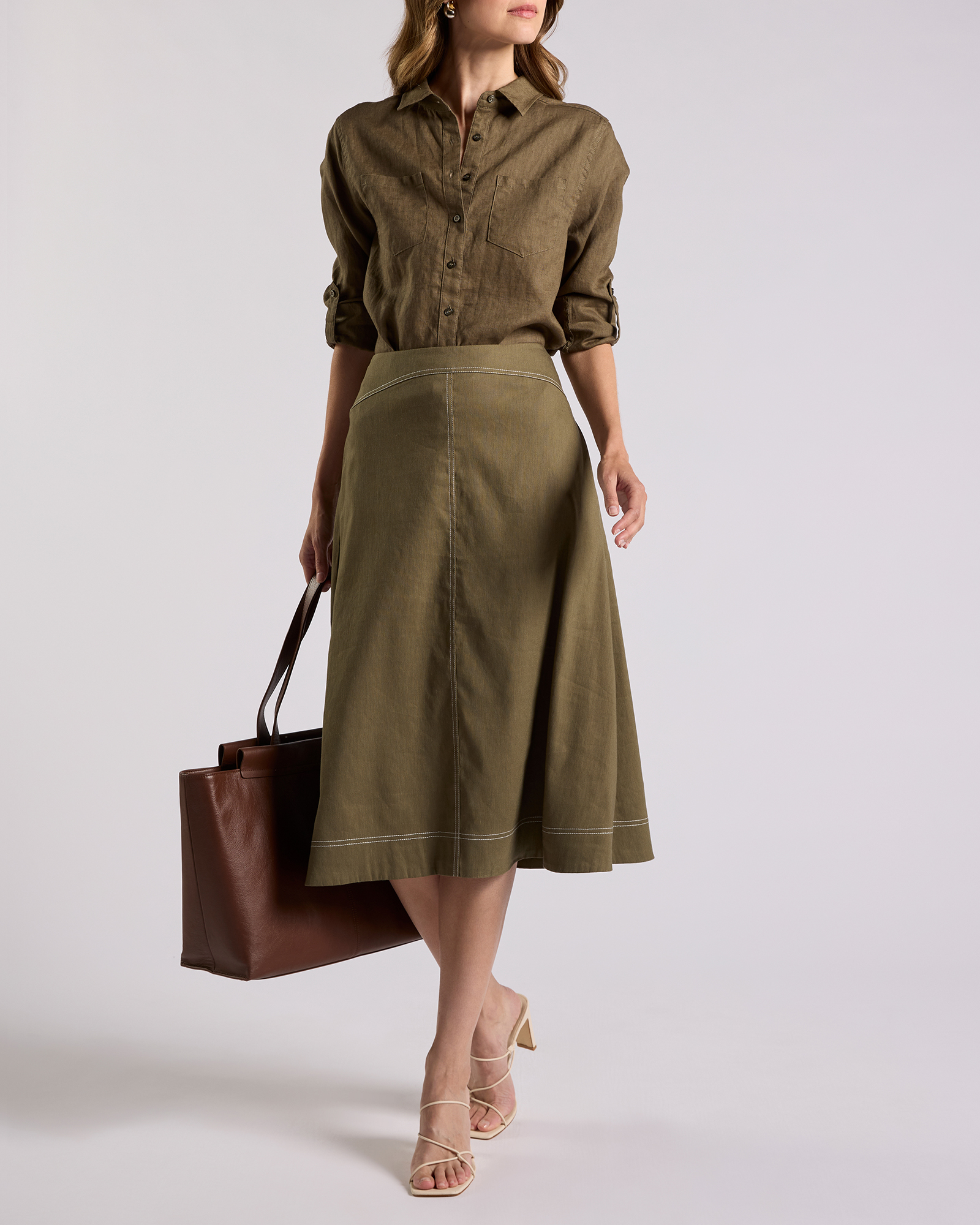 Cabello Stretch Linen Skirt