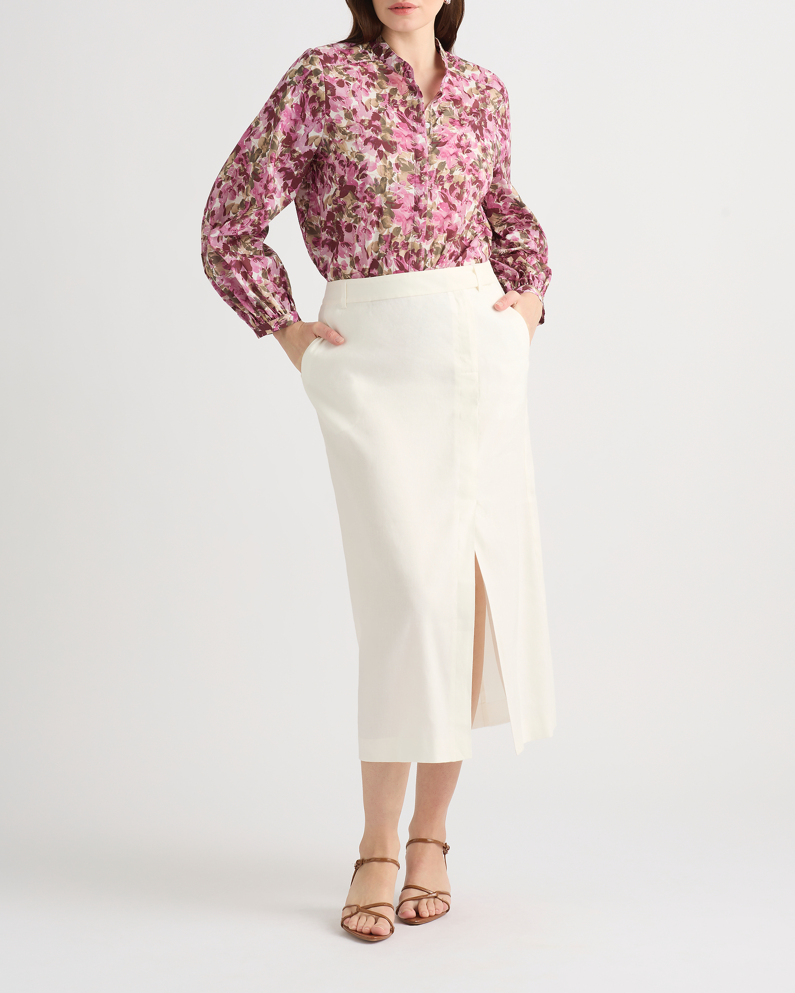 Janis Linen Blend Column Skirt