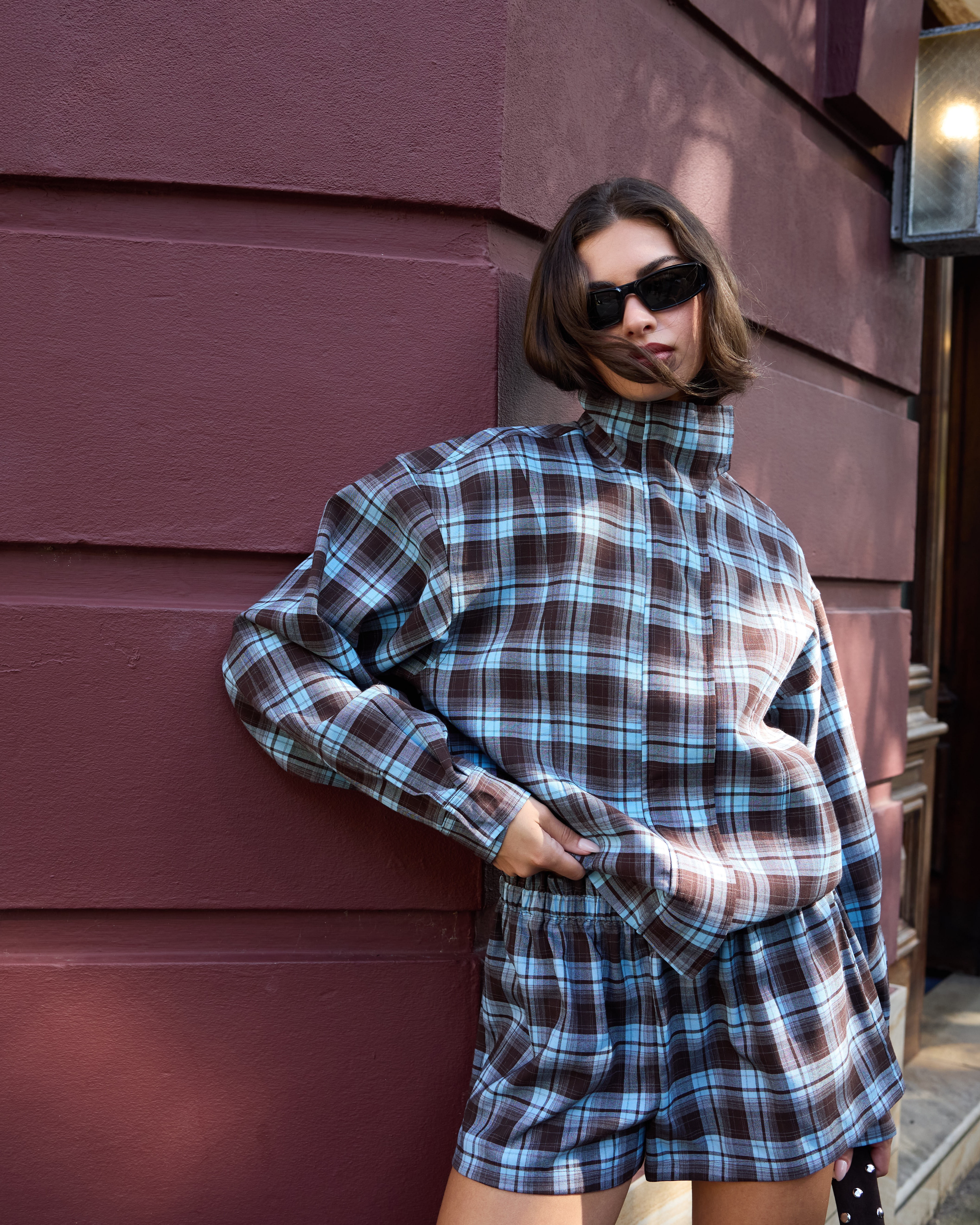 Isla Gathered Check Micro Shorts