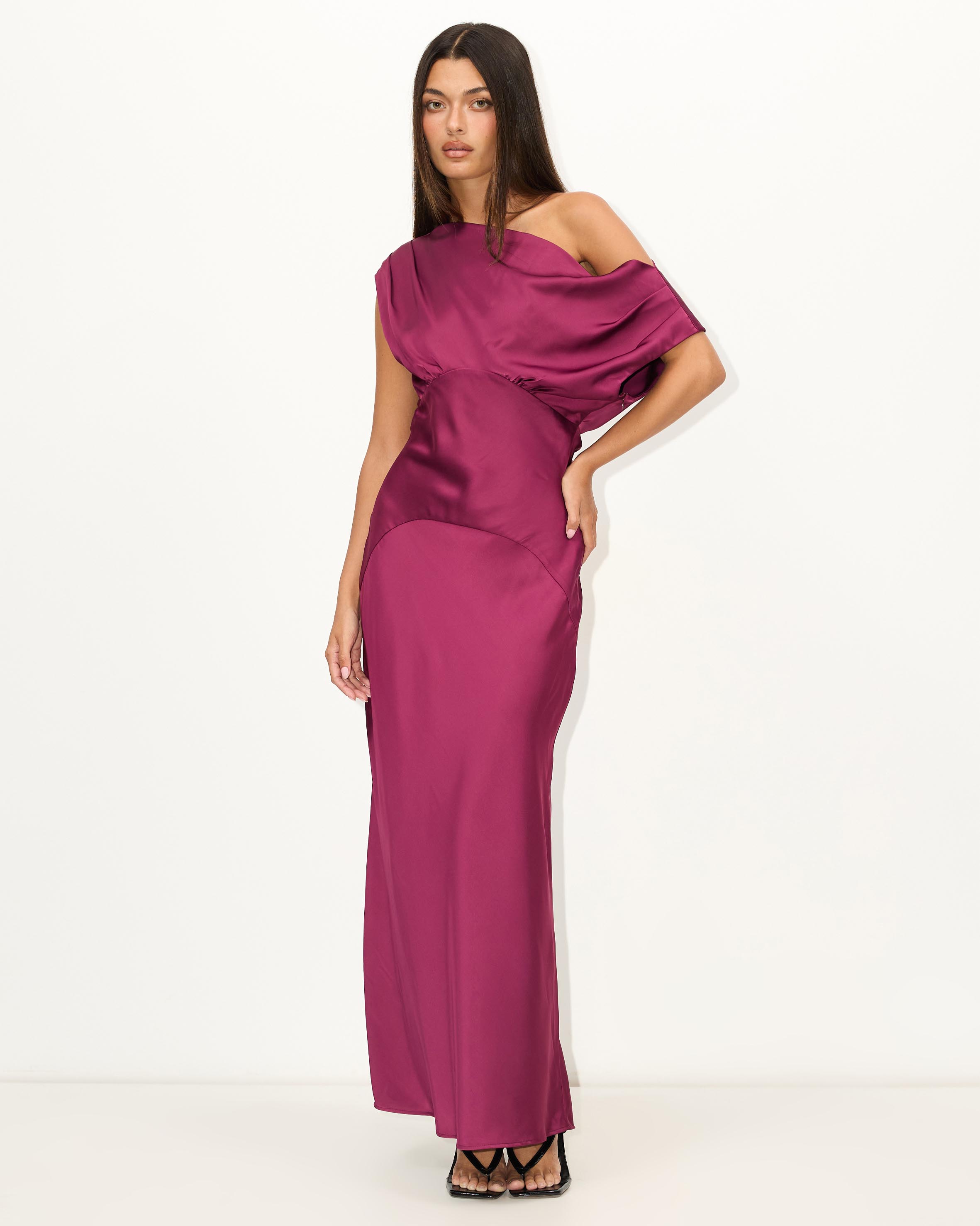 Current Asymmetric Neckline Maxi Dress