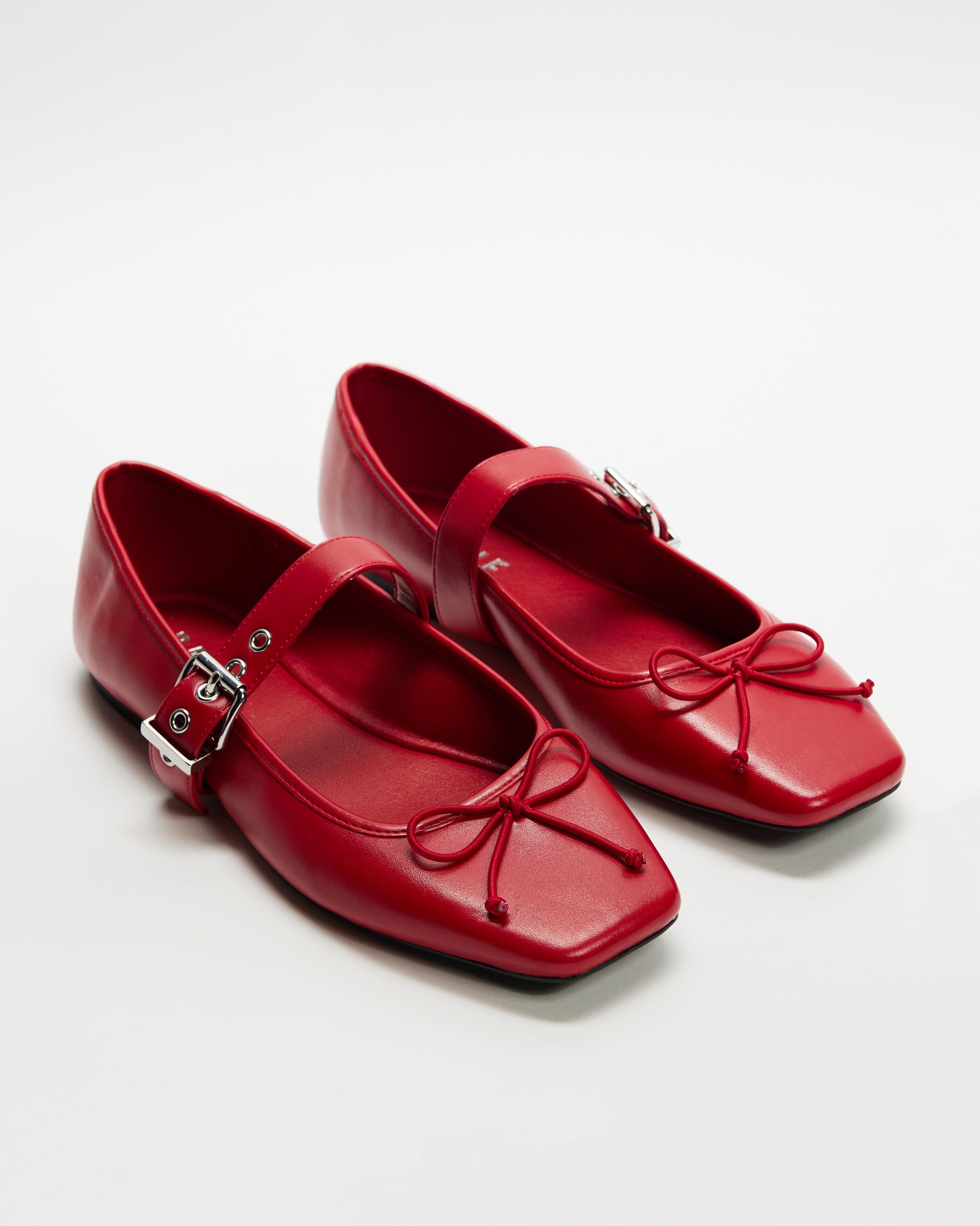 Poppy Buckle Ballet Flats