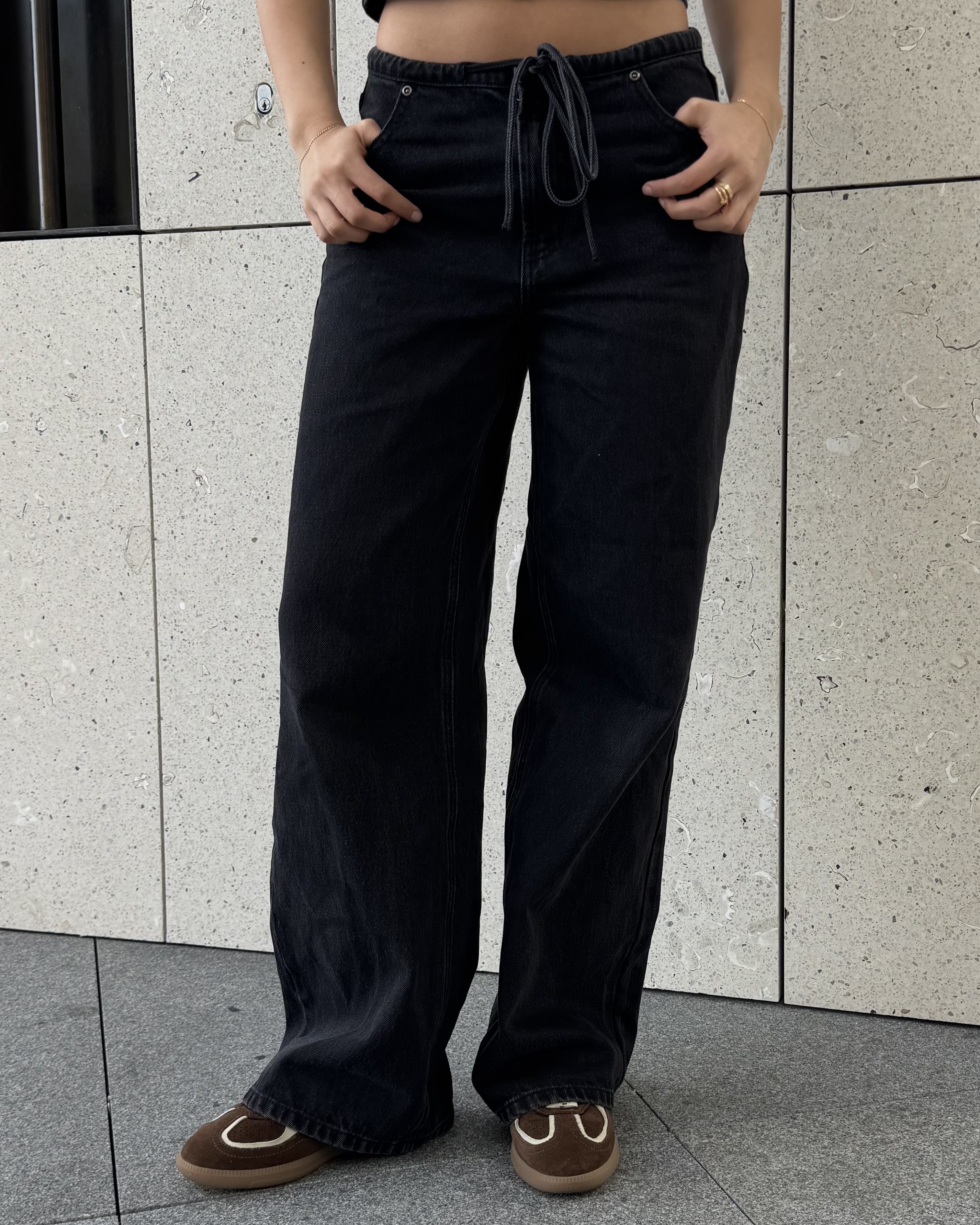 Budapest Tie Front Low Rise Straight Leg Jeans