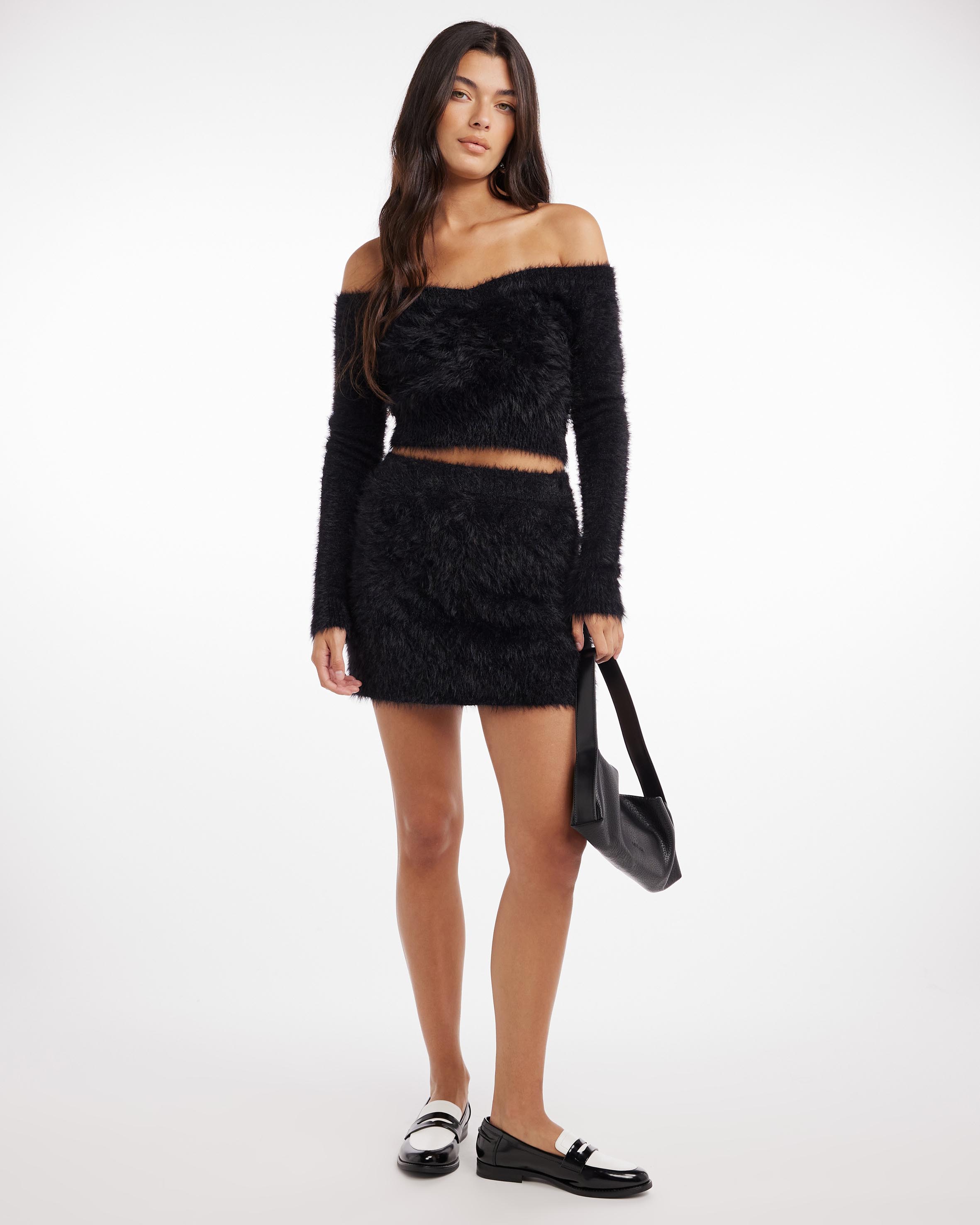 Love Birds Mini Fluffy Knit Skirt