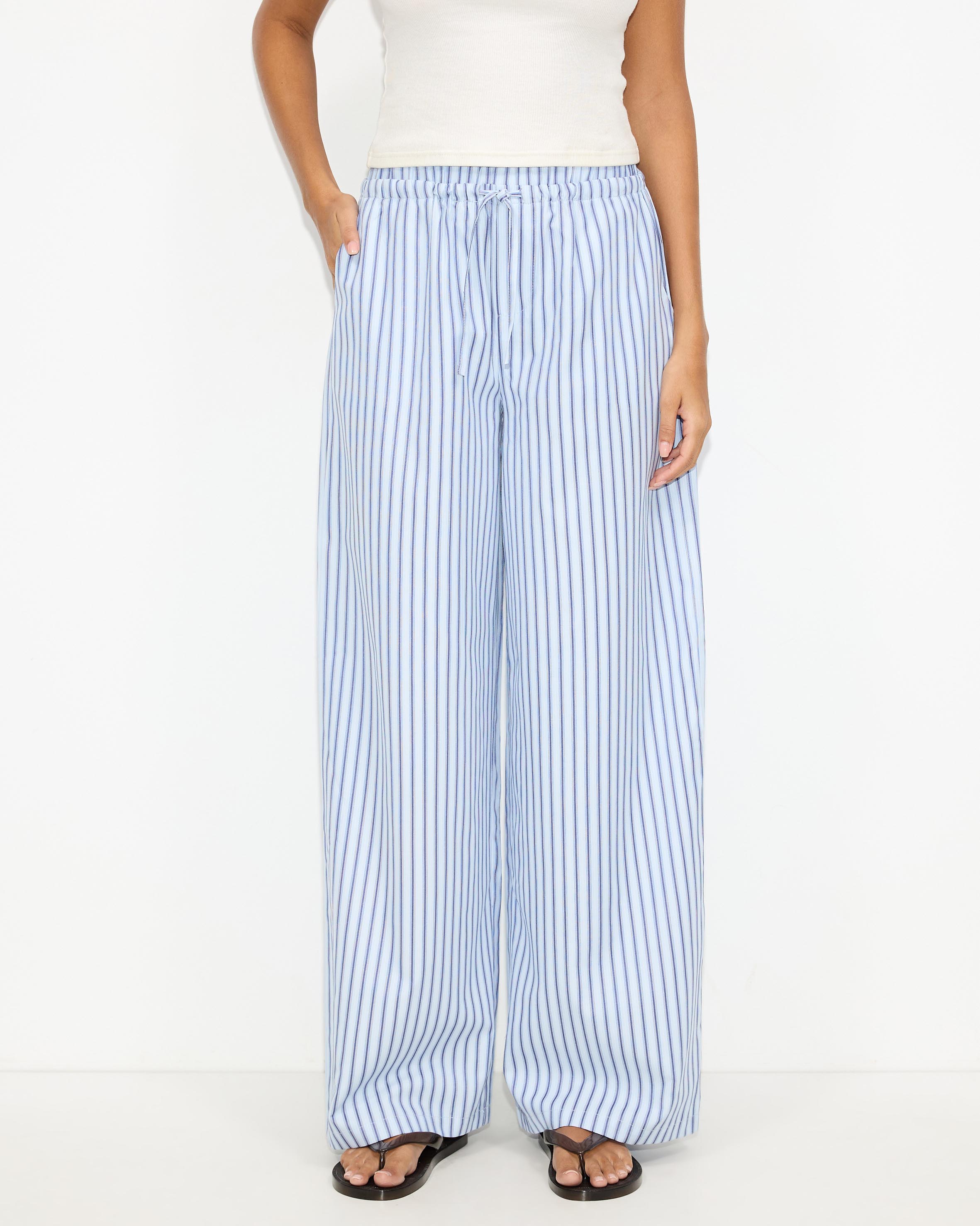Nina Stripe Double Waist Band Pants