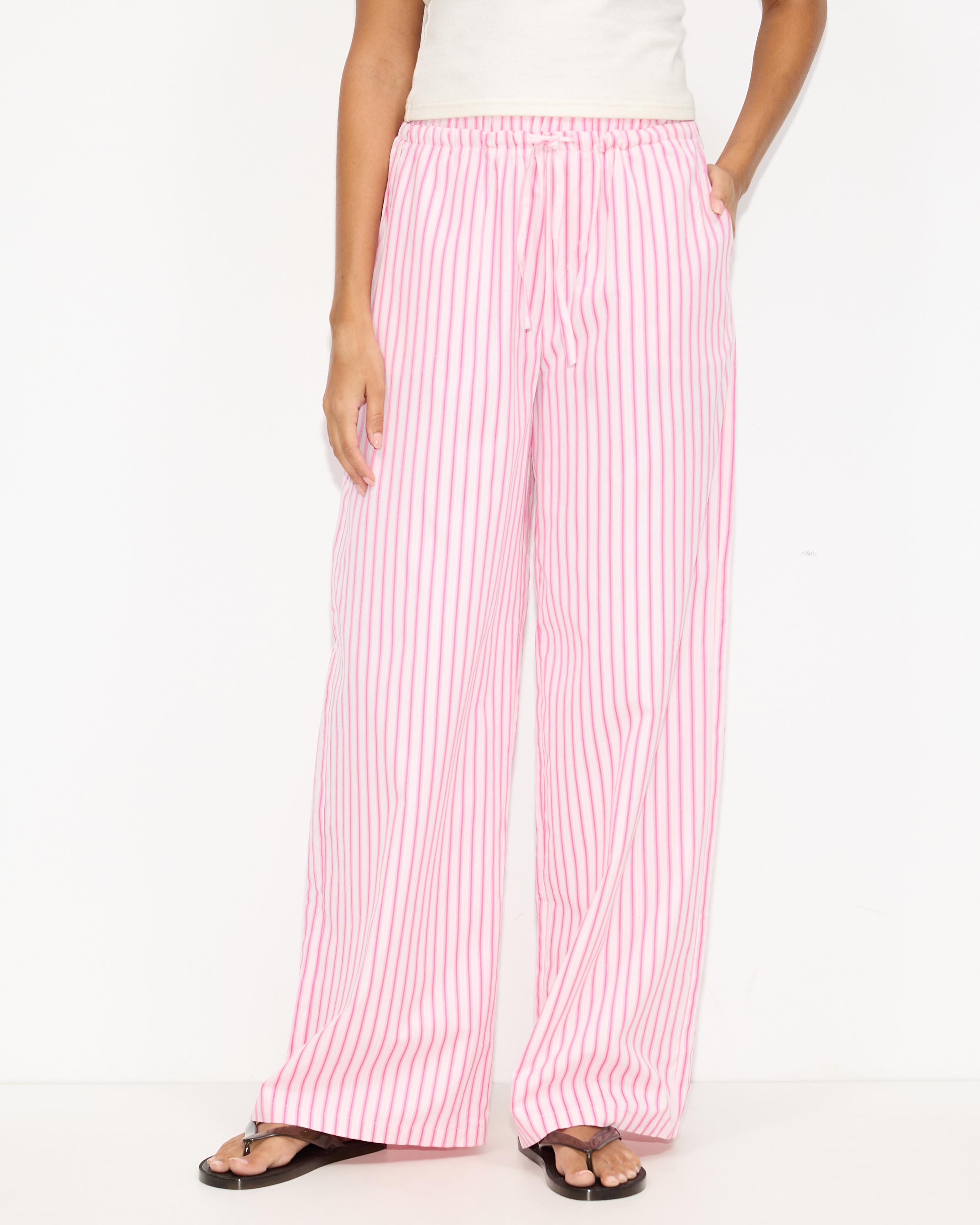 Nina Stripe Double Waist Band Pants