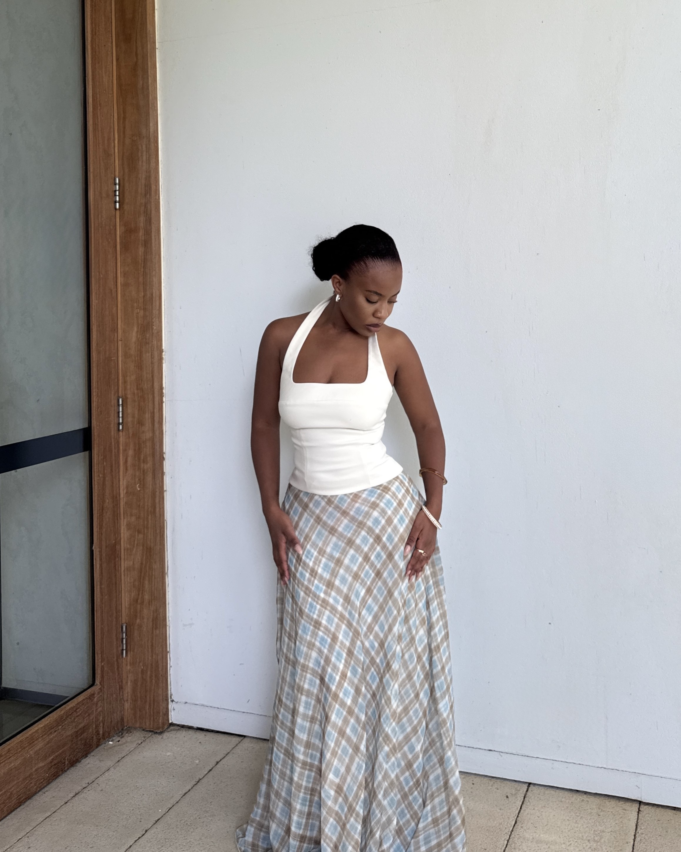 Afloat Check Maxi Skirt
