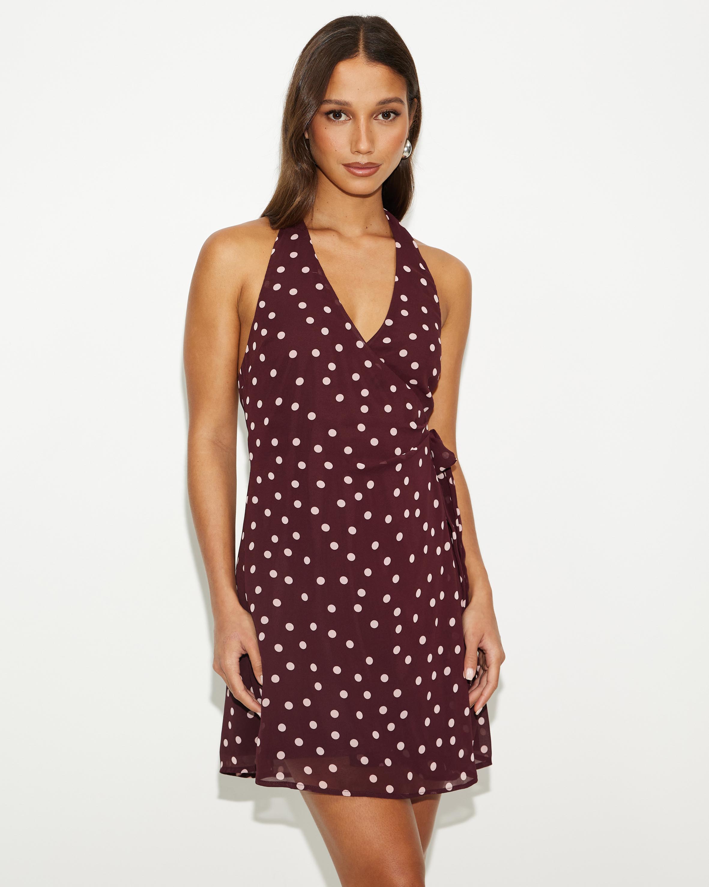 Elodie Polka Dot Halter Mini Dress