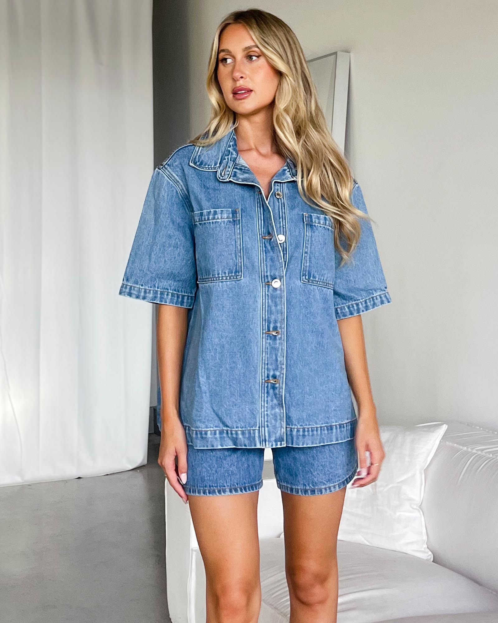 Balmy Nights Short Sleeve Denim Overshirt