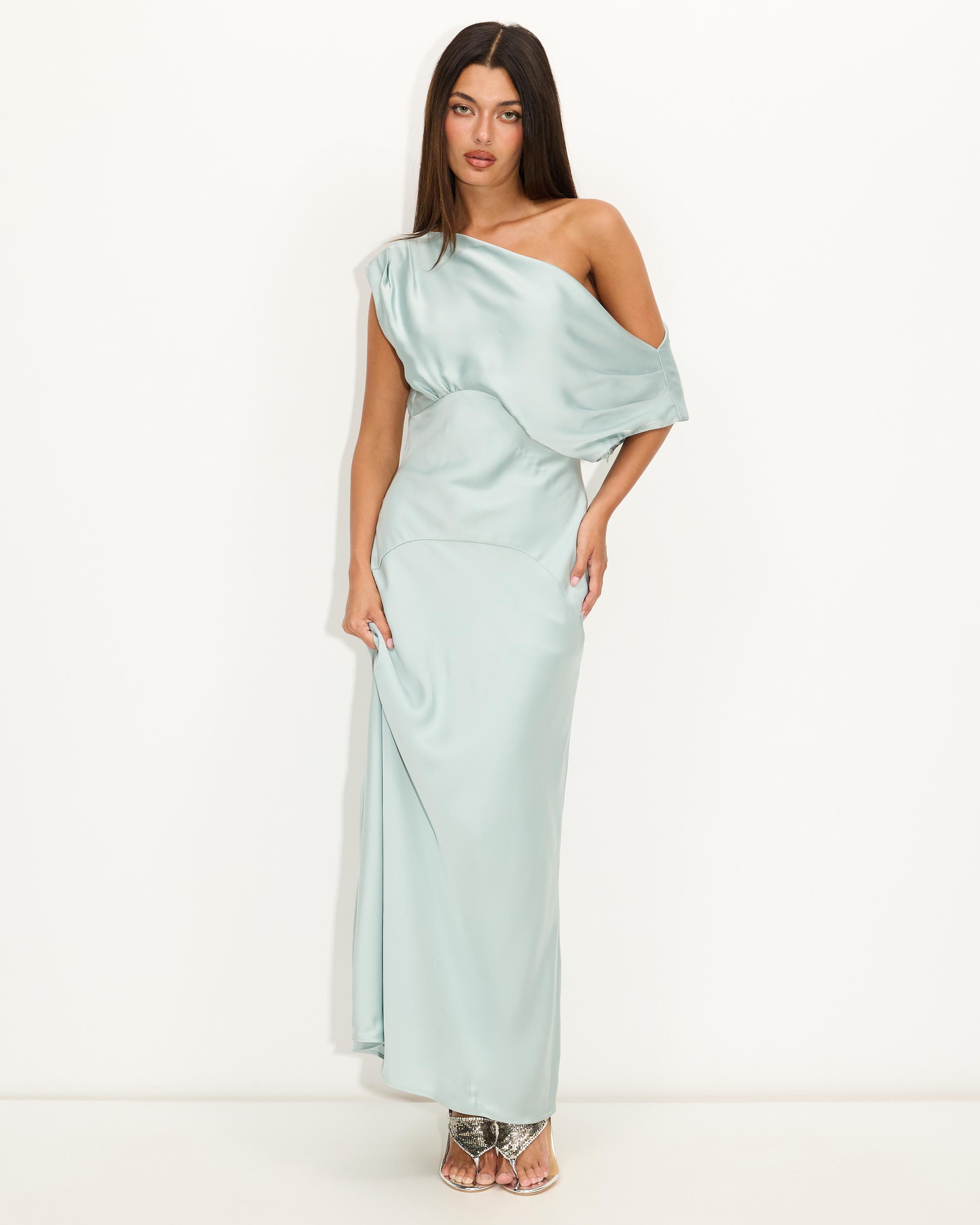 Current Asymmetric Neckline Maxi Dress