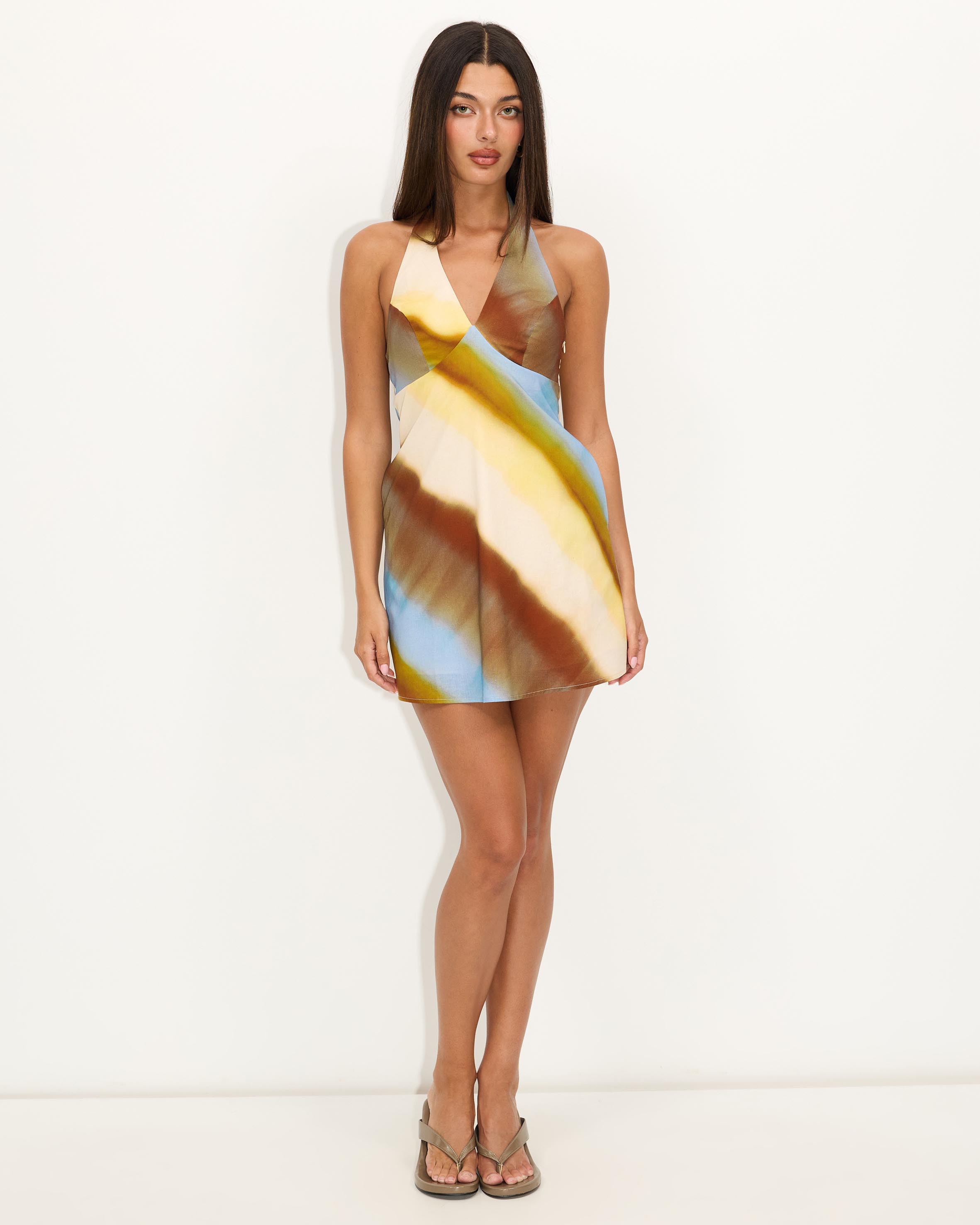 Zadie Halter Linen Blend Mini Dress