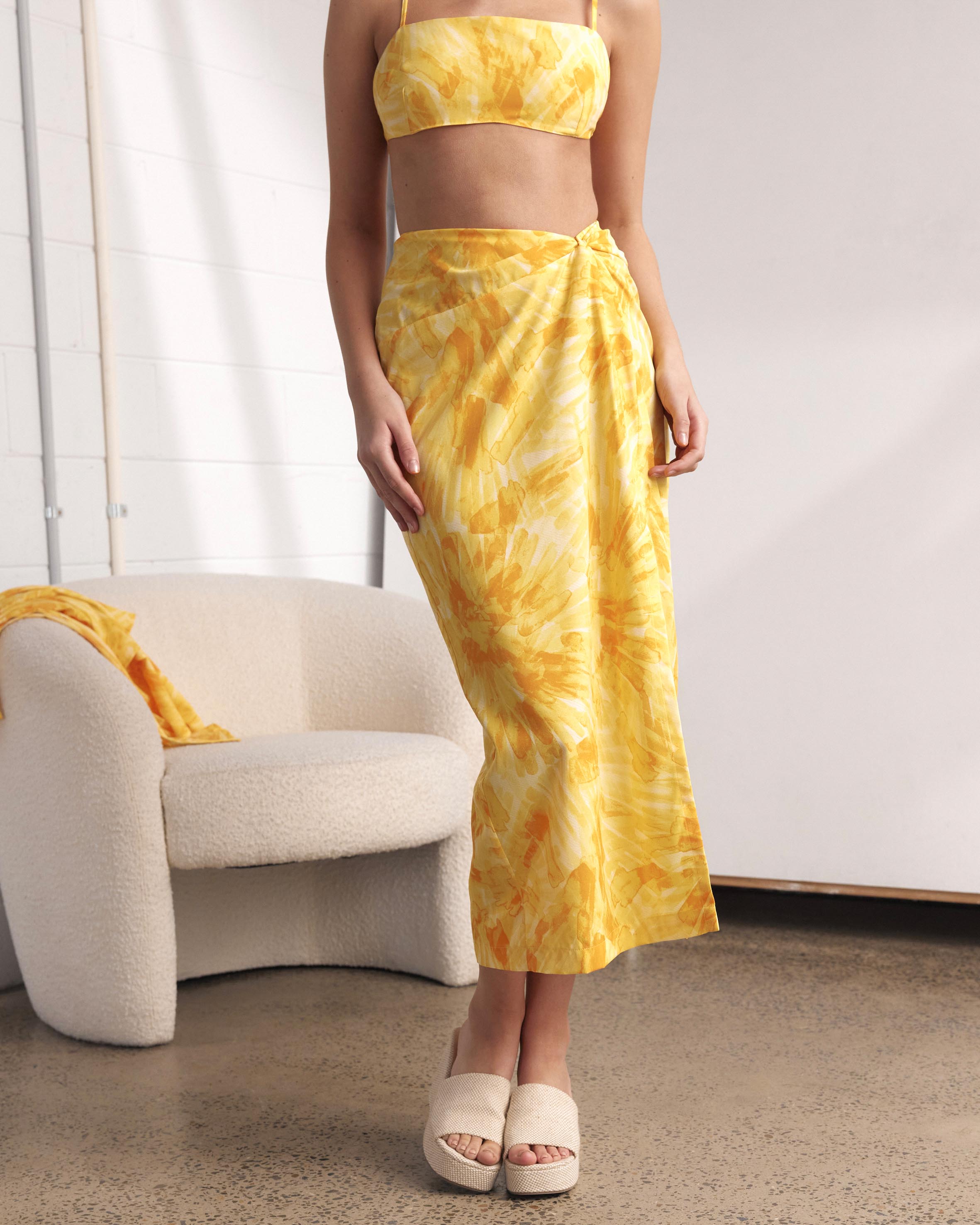 Sunset Boulevard Twist Midi Skirt