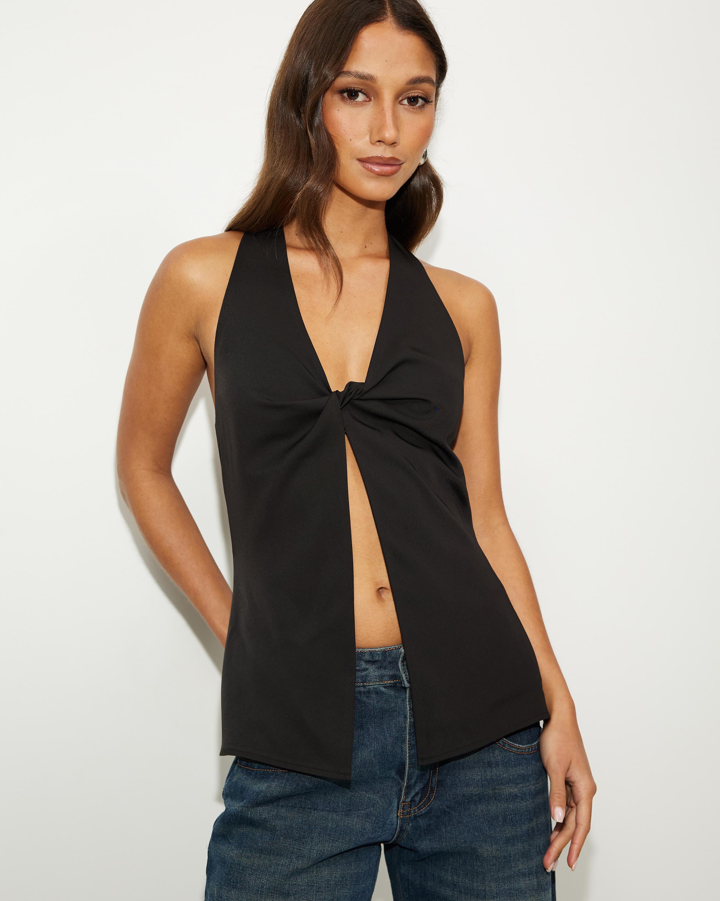 Shaker Twist Halter Top