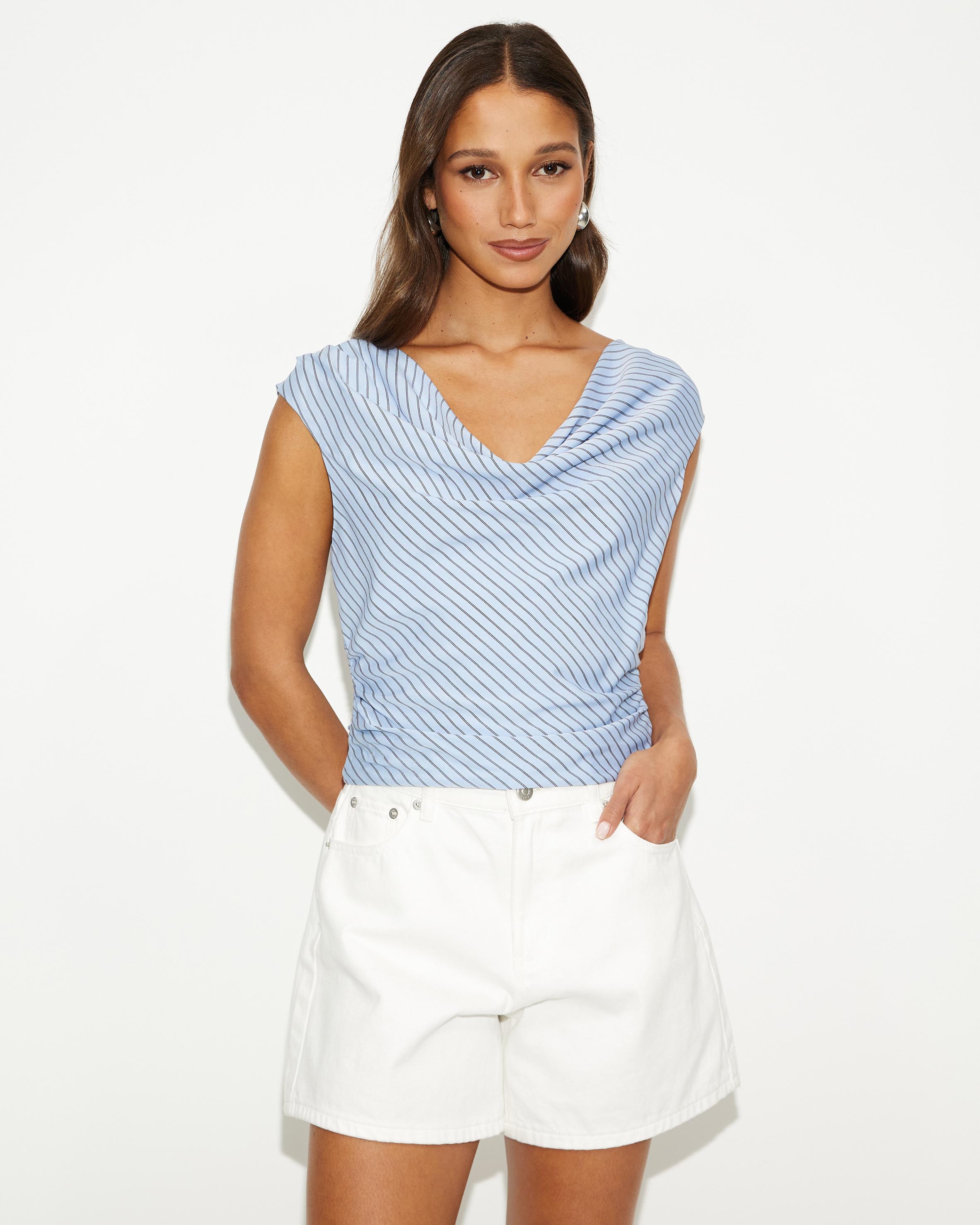 Daisy Stripe Ruched Top