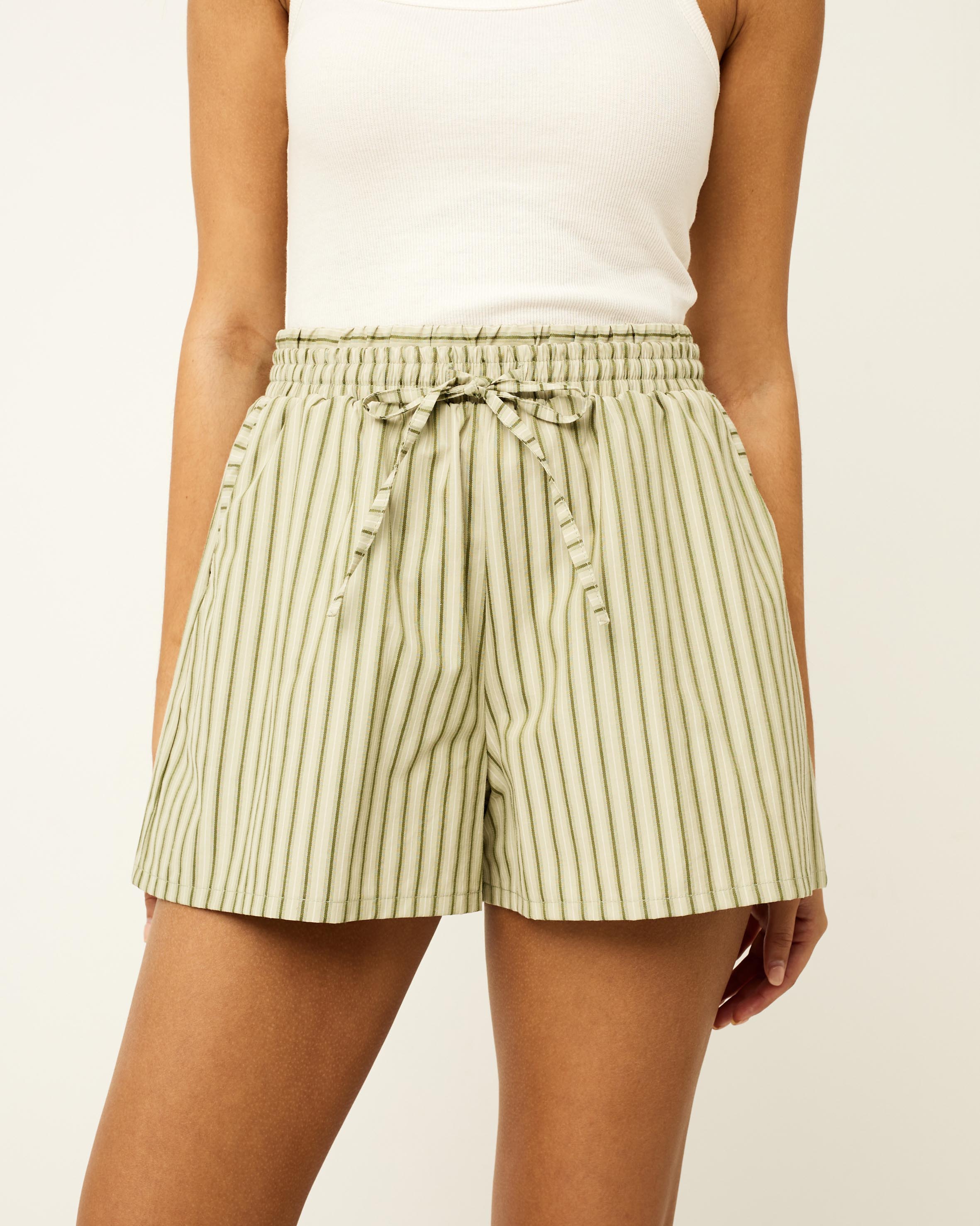 Nina Stripe Double Waist Band Shorts