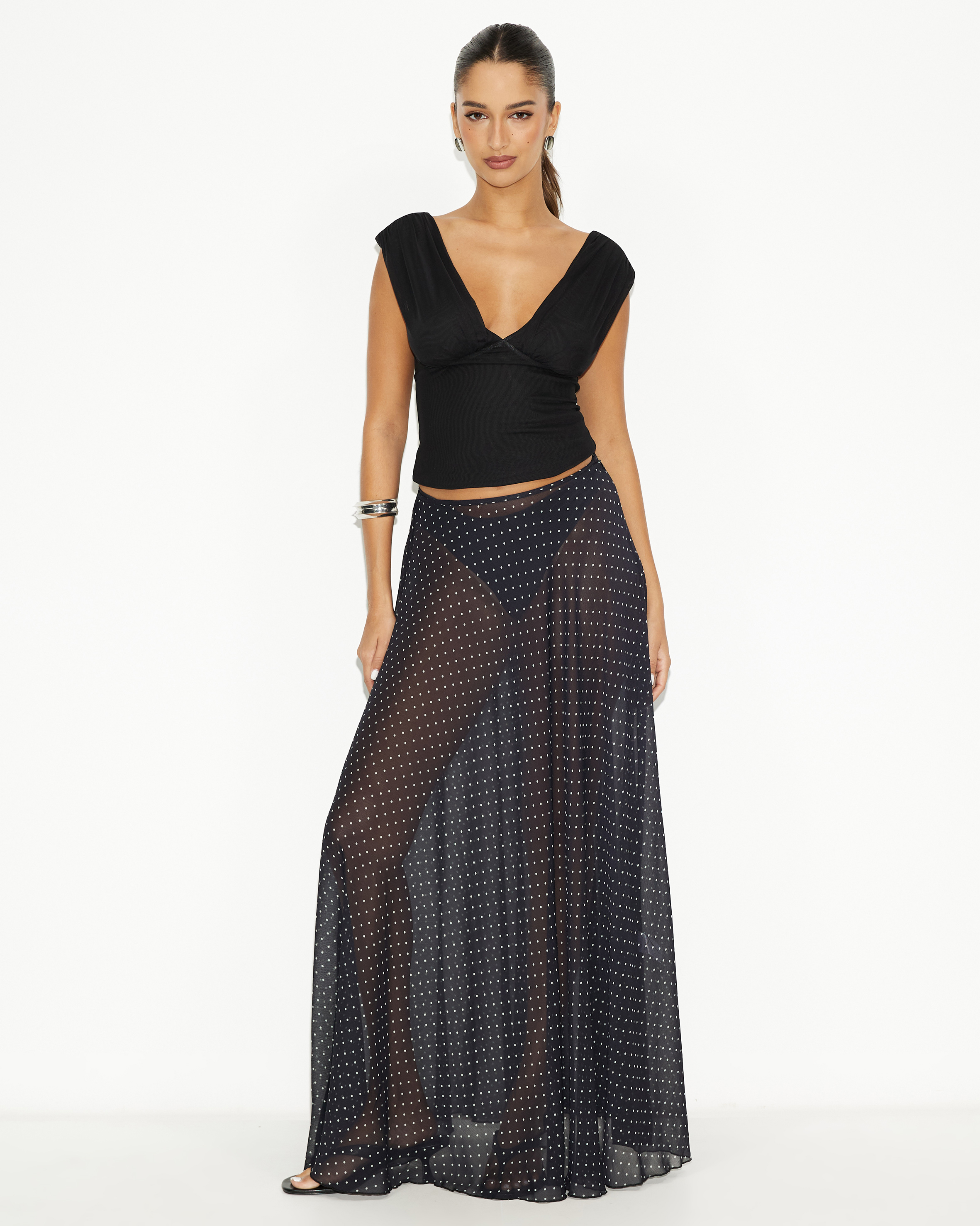 Afloat Polka Dot Maxi Skirt