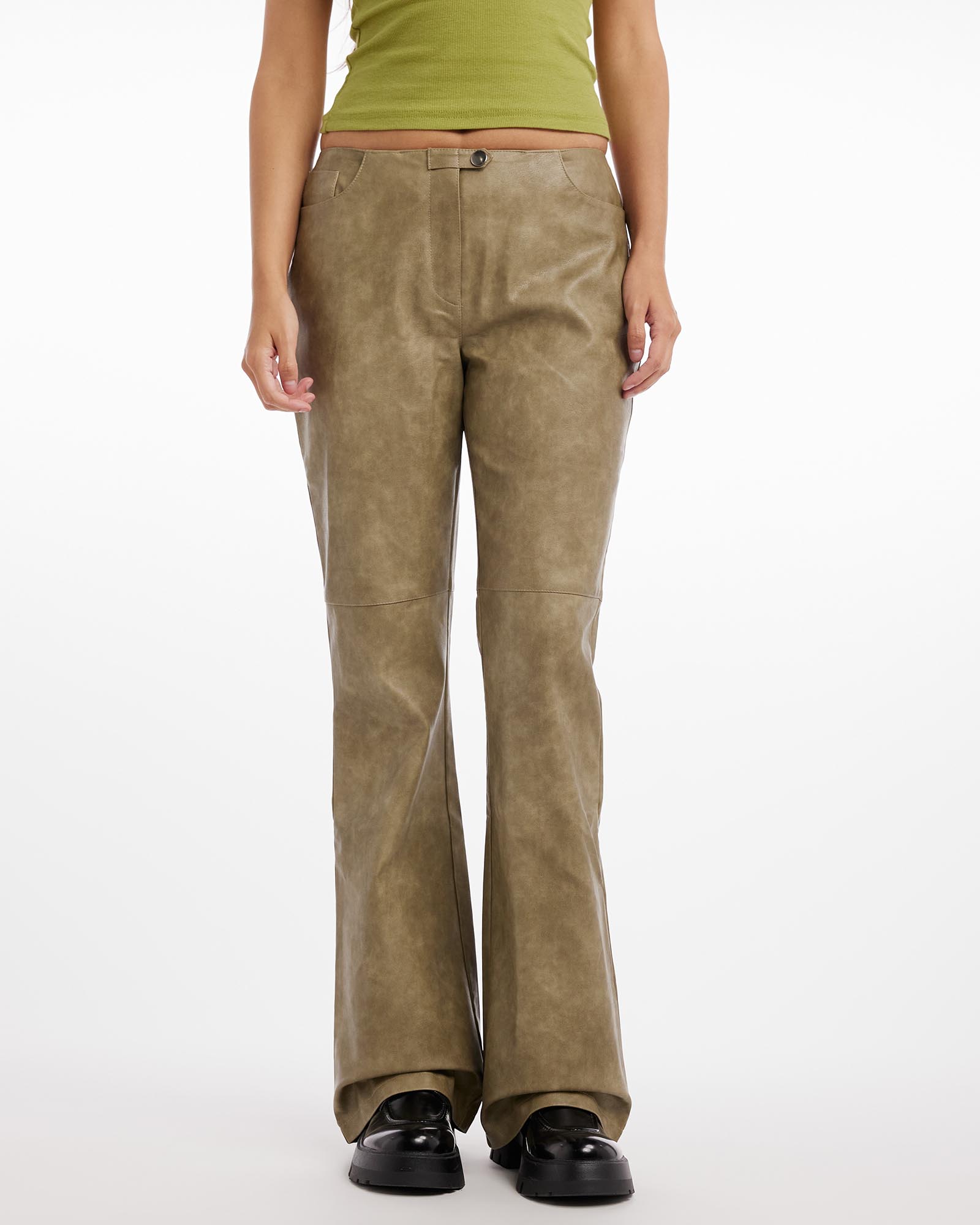 Cally PU Low Waisted Leather Pants
