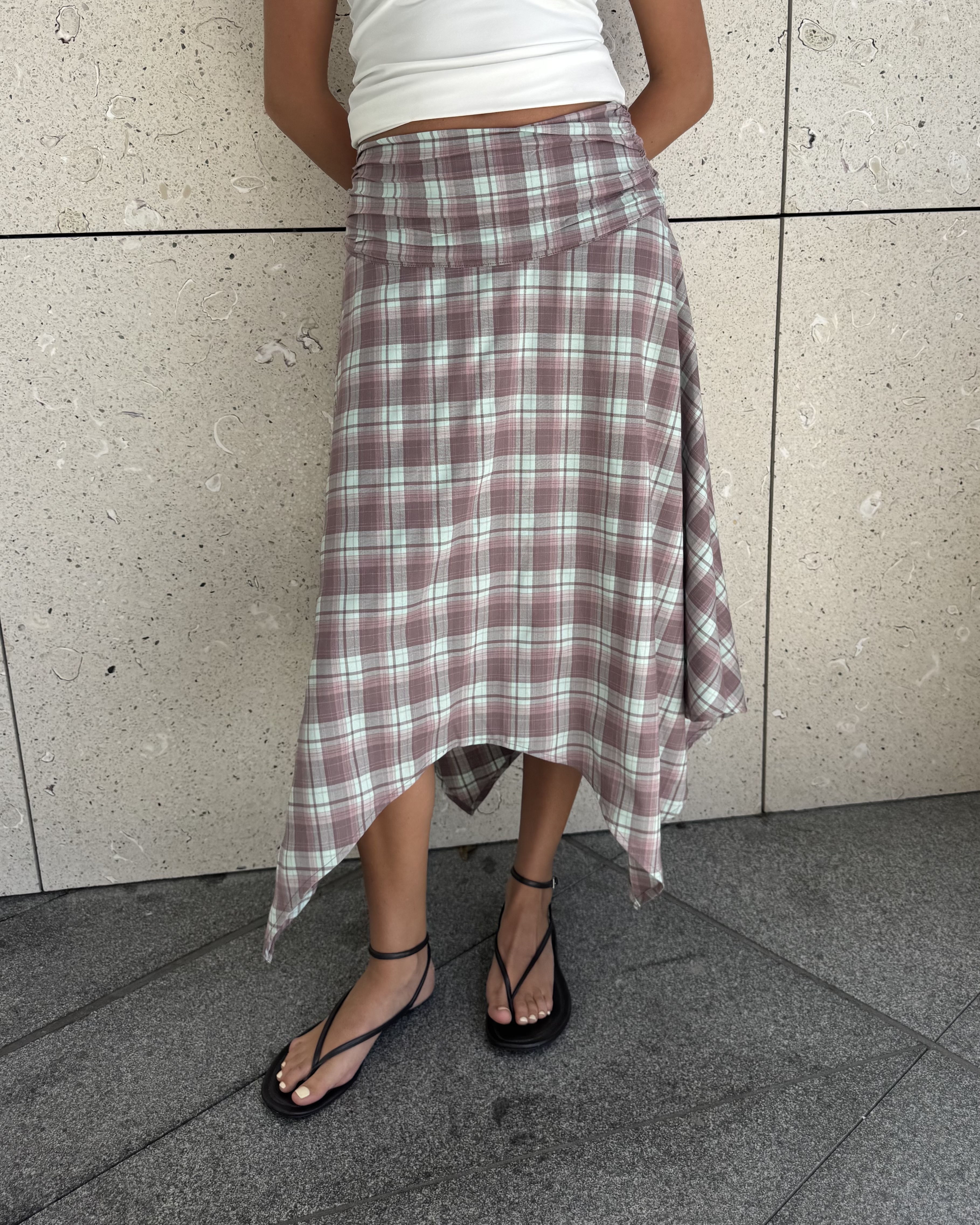 Hamilton Hanky Hem Check Midi Skirt