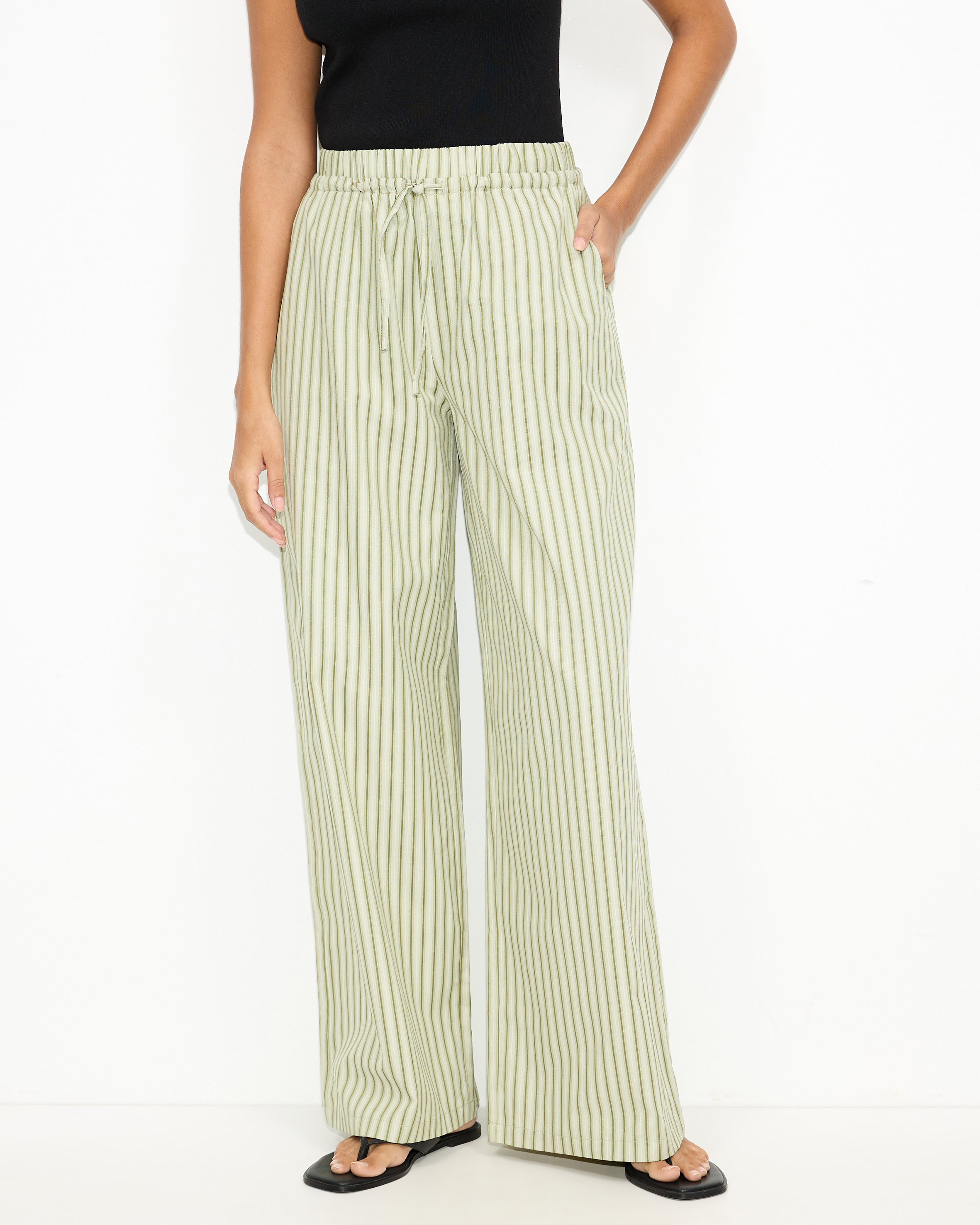 Nina Stripe Double Waist Band Pants