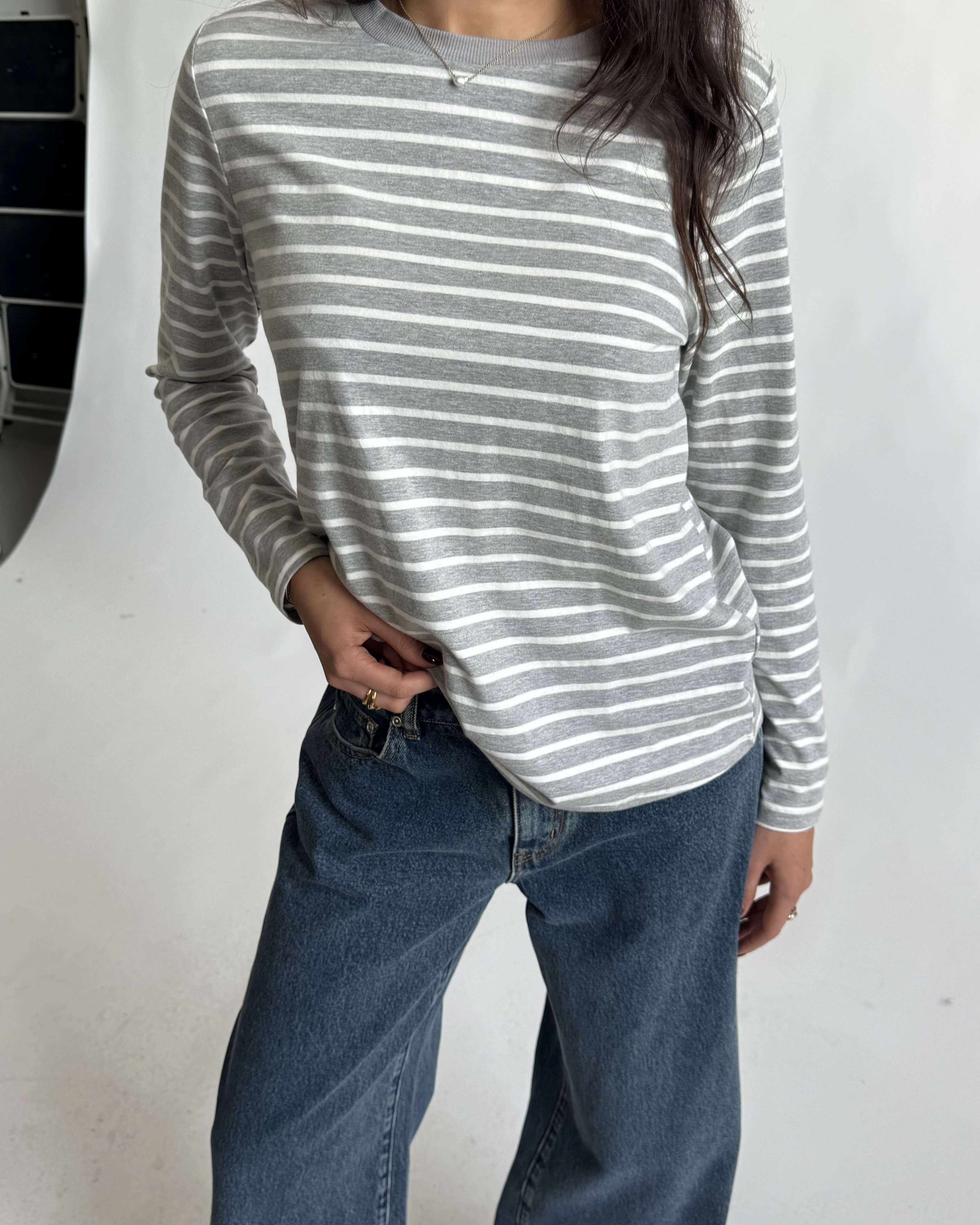 Melrose Long Sleeve Stripe Boyfriend Tee