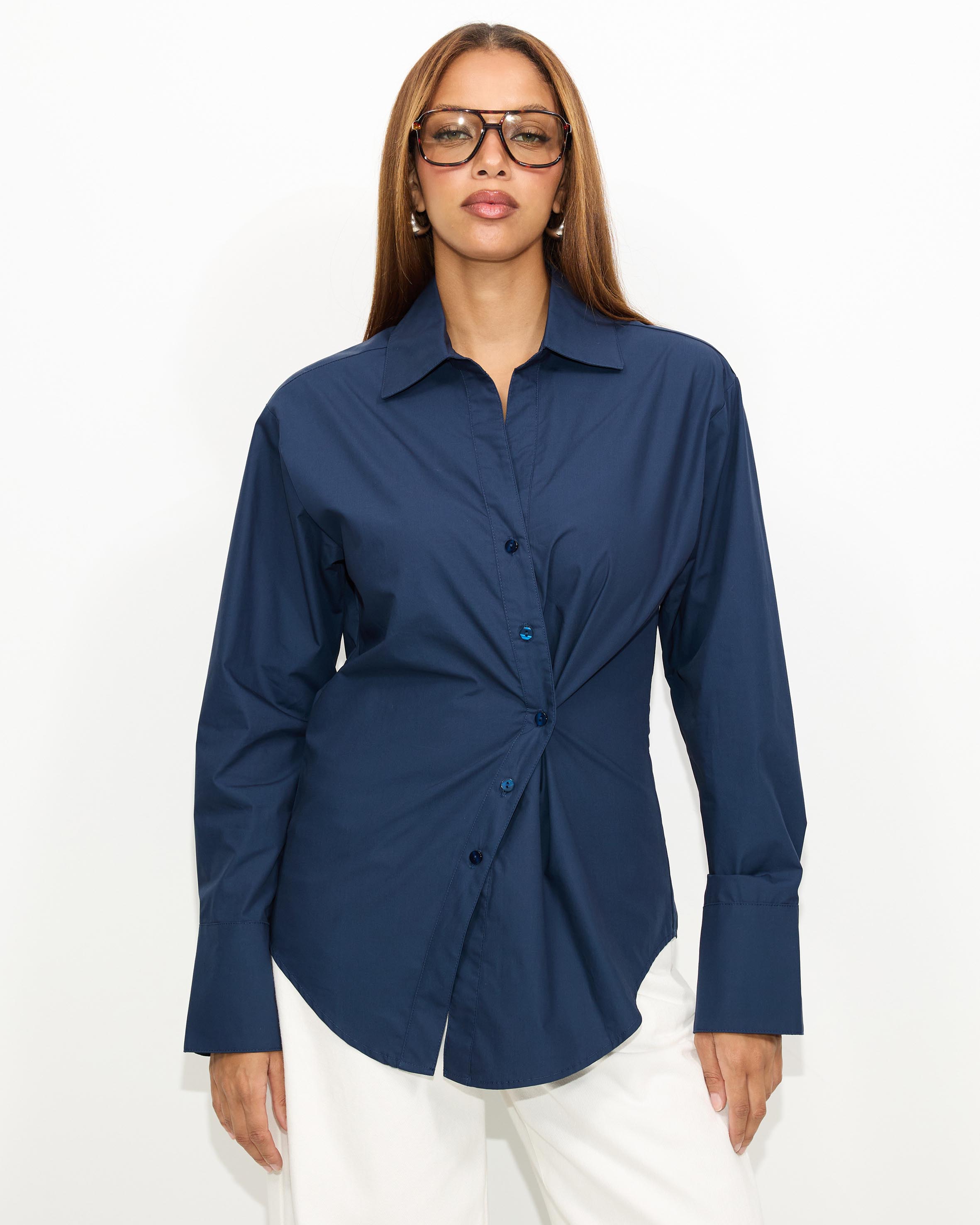 Em Asymmetrical Button Up Shirt