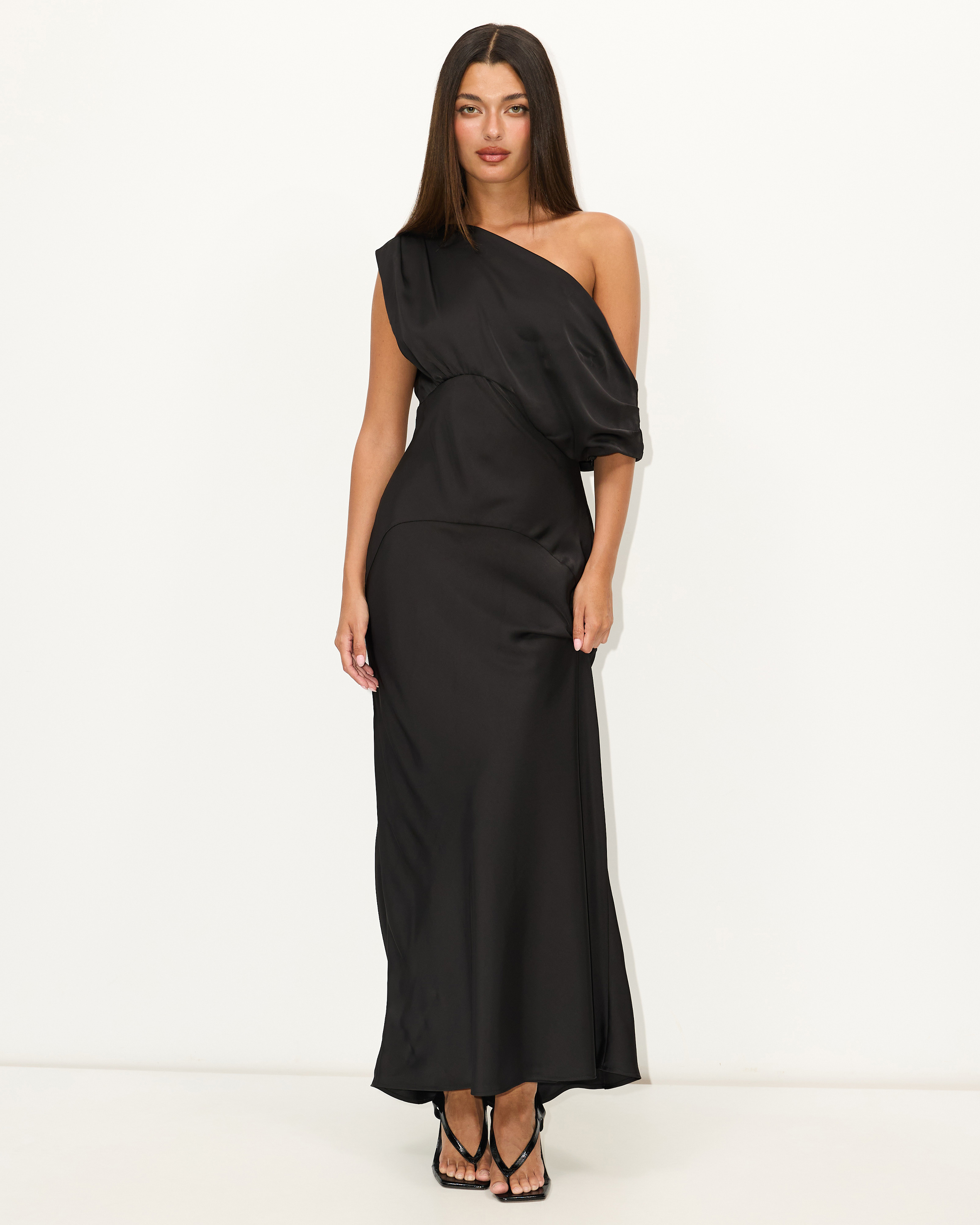 Current Asymmetric Neckline Maxi Dress