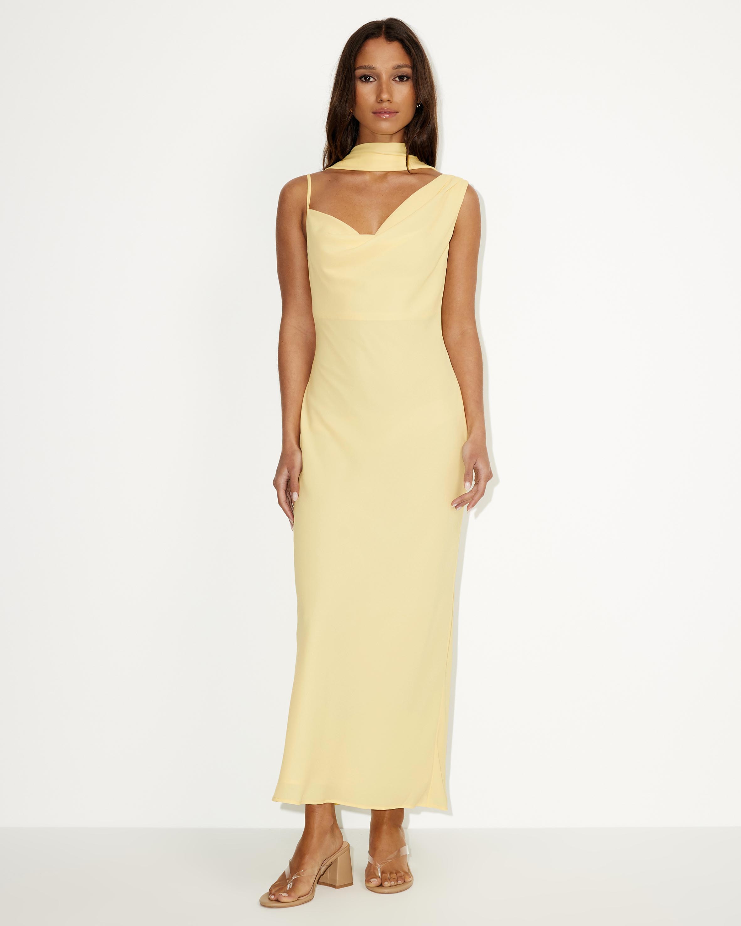 Esme Chiffon Neck Scarf Midi Dress