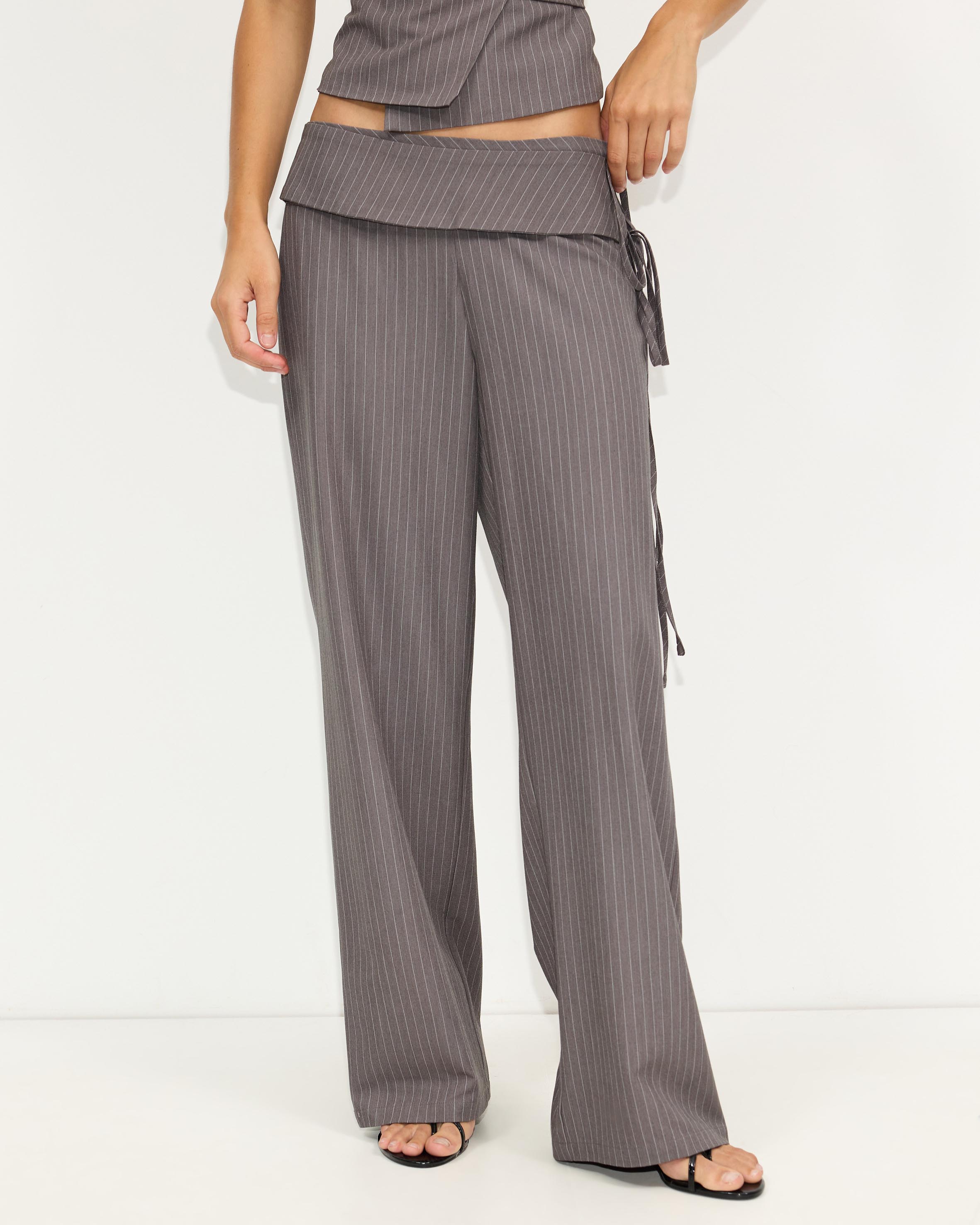 Solace Pinstripe Belted Trousers