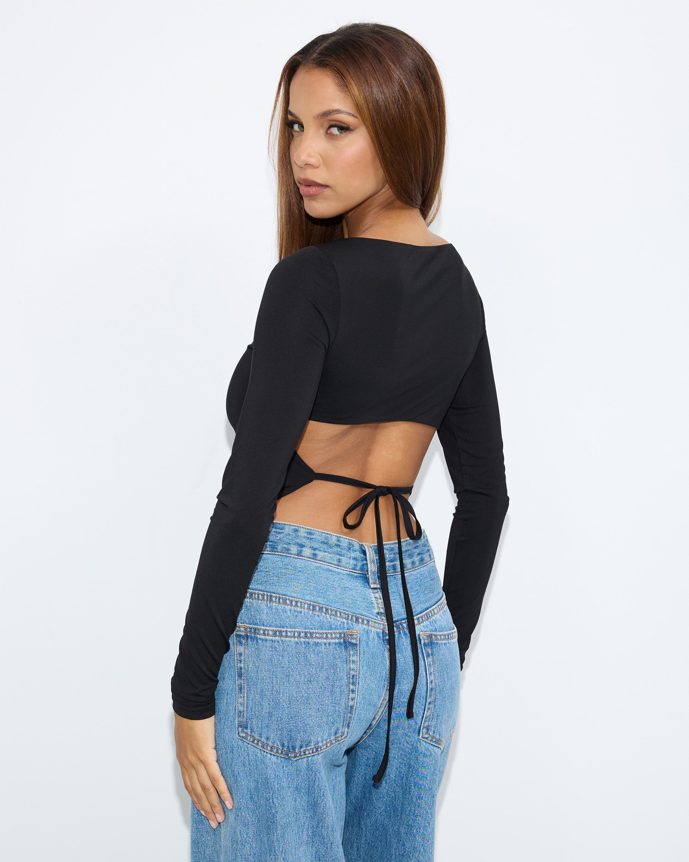 Olivia Backless Long Sleeve Top